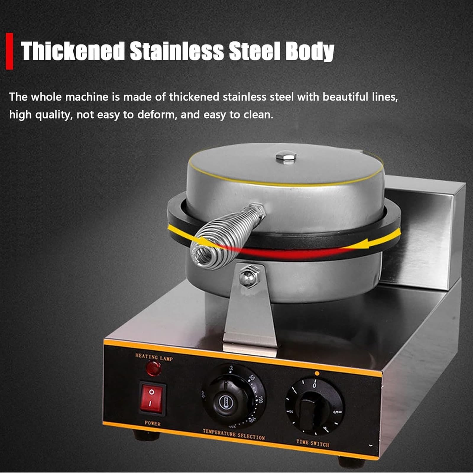 Máquina eléctrica para Hacer Conos de Helado y gofres, Molde Antiadherente para Hornear postres y Bar, Ideal para restaurantes, panaderías y Bares. Diámetro: 210 mm. Estilo 2.,Style2