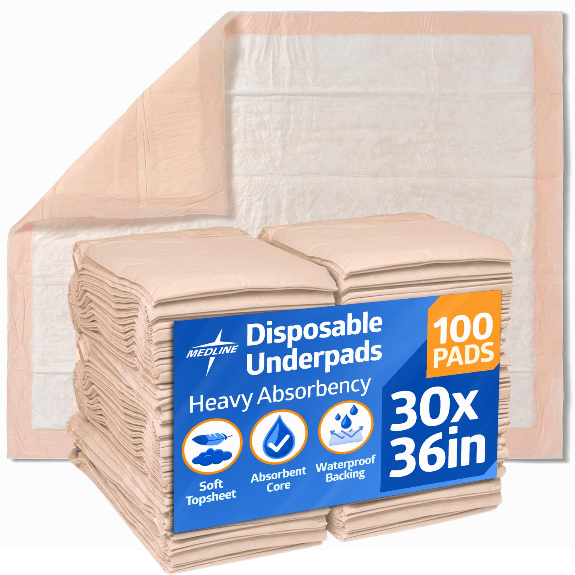 Bed Pads Disposable Adult, Heavy Duty Chux Pads, 30x36, 100 Count, Incontinence Bed Pads for Adults, Chucks Underpads Extra Large, Disposable Bed Pads for Incontinence, Pee Pads