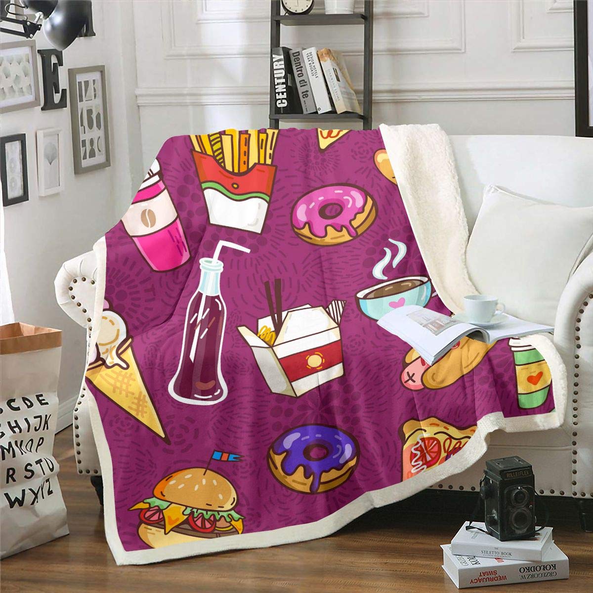 Amazon.com: Hamburger Pizza Pattern Fleece Throw Blanket Tasty Hot Dog  French Fries Donuts Sherpa Blanket Popcorn Coke Coffee Plush Blanket  Delicious Fuzzy Blanket for Couch Bed Sofa Room Decor Baby 30x40 :