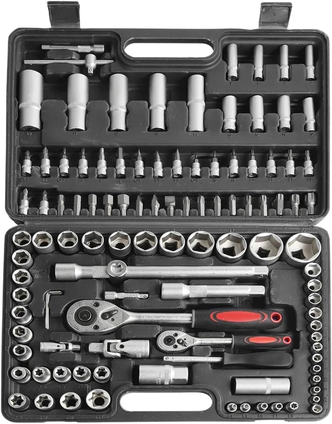 Ratchet Socket Wrench Set 108pcs Car repair tool sets Ratchet Torque Wrench Combo Kit Spanner Screwdriver Bits Hand(Black)