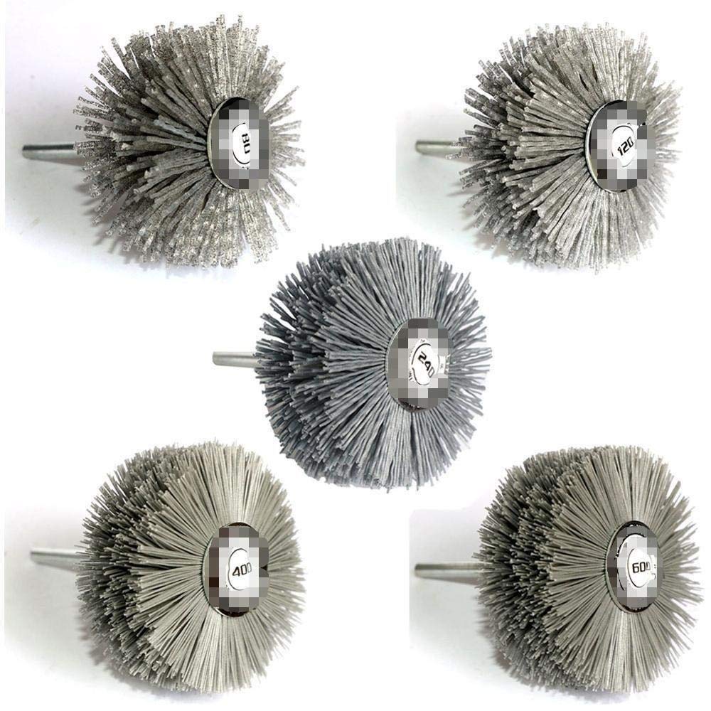 Tarcza gumowa, Szczotka druciana do wiertarki 80 mm Nylon Polerowanie 80-600 Ziarnistość 2/5 szt. Do drewna(Mix 5pcs)