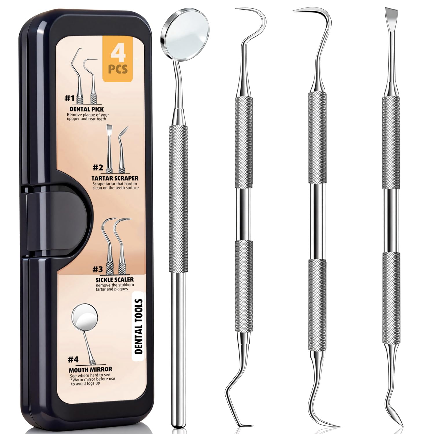 Dental Tools Kit Stainless Steel Dental Pick Teeth Cleaning Tools for Plaque and Tartar Removal Hygienic Scraper Set