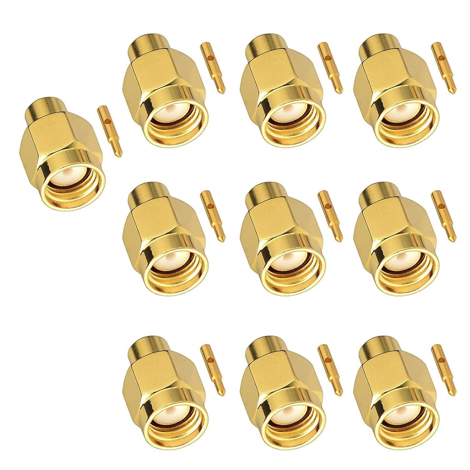 5x SMA Male To Male Plug Adapter Cable Semi Rigid .141" RG402