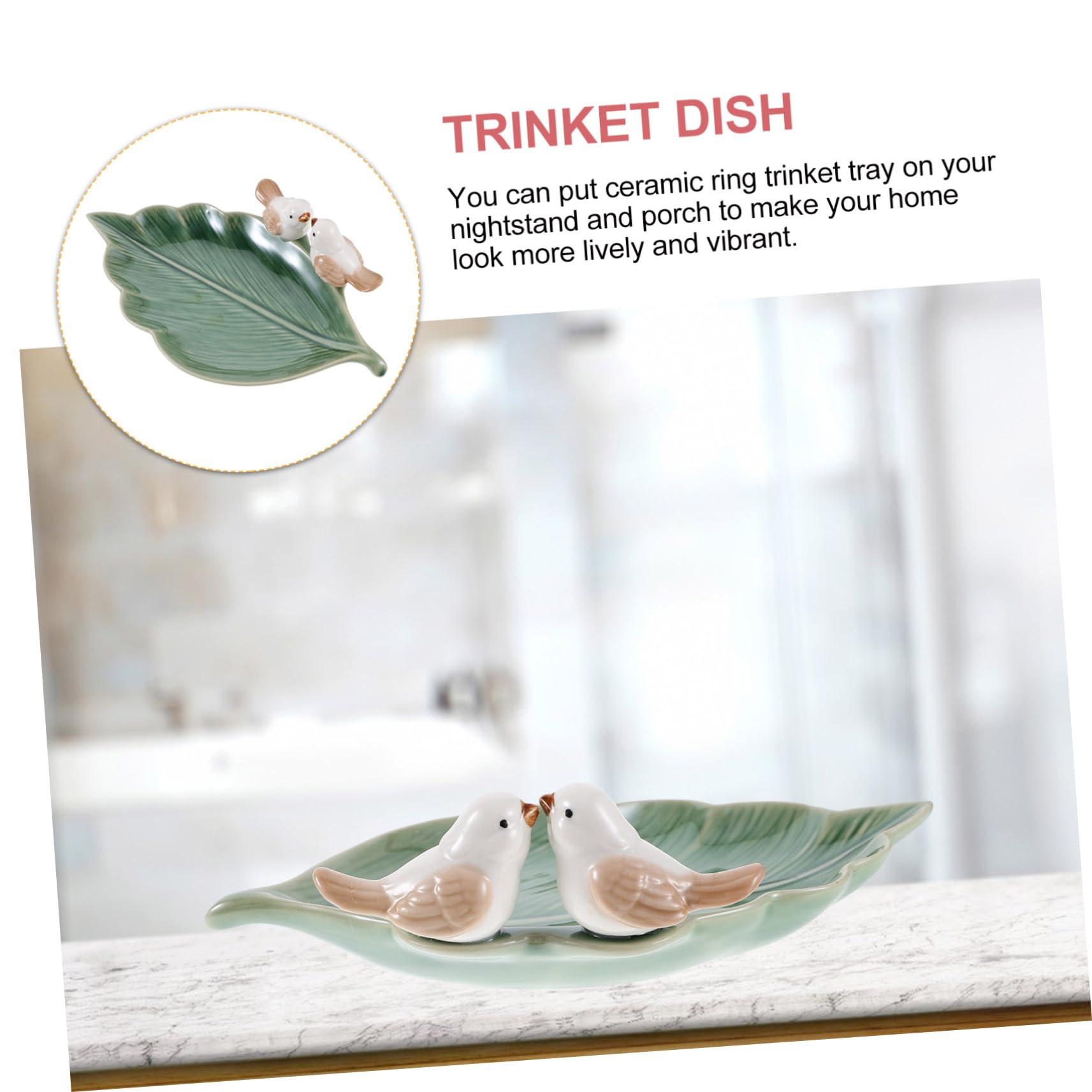 TOYANDONA Keramik Schmuckschale Vogel Blatt Form Schmuckteller Ringschale Blattform Aufbewahrung Für Schmuck Badezimmer Und Wohnbereich