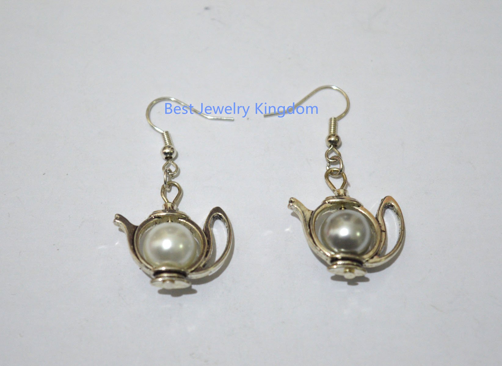 Pearl Teapot earrings Teapot earrings colorful earrings silver earrings dangle earrings tea earrings