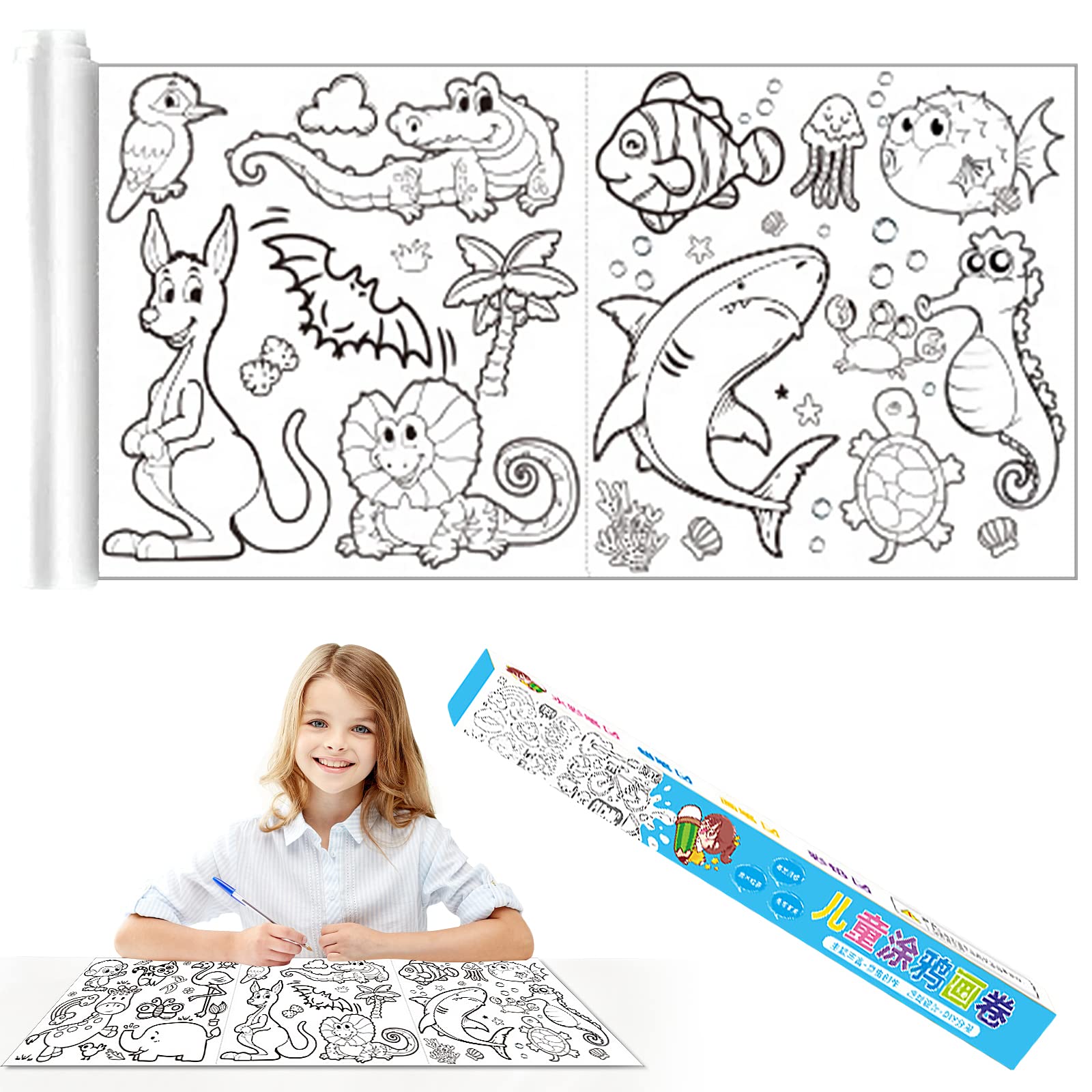 Rollo de dibujo cortado para niños, rollo de pintura para niños, rollo graffy para colorear, rollo de pintura cortado para niños, 89 cm x 29,5 cm, juguete de pintura autoadhesivo, mantel de papel de