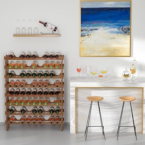 Miniatura 3 de Domax Estante de vino independiente para 72 botellas de vino, 8 niveles, apilables, de madera de bambú, estantes de almacenamiento para cocina, bar,