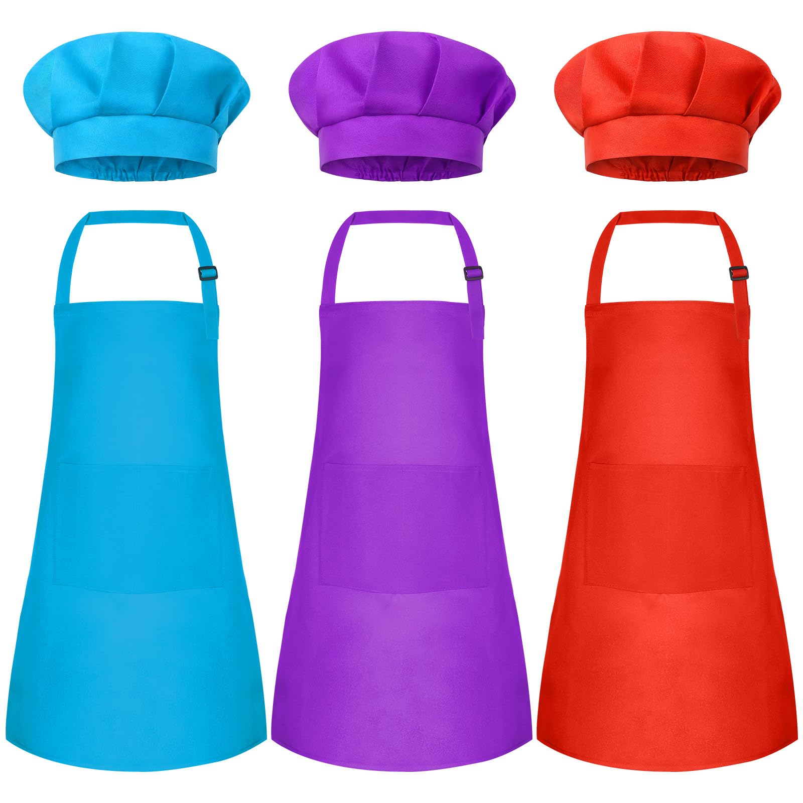 Kids Apron and Chef Hat Set Children Apron Adjustable with 2 Pockets Children Chef Painting for Cooking Baking