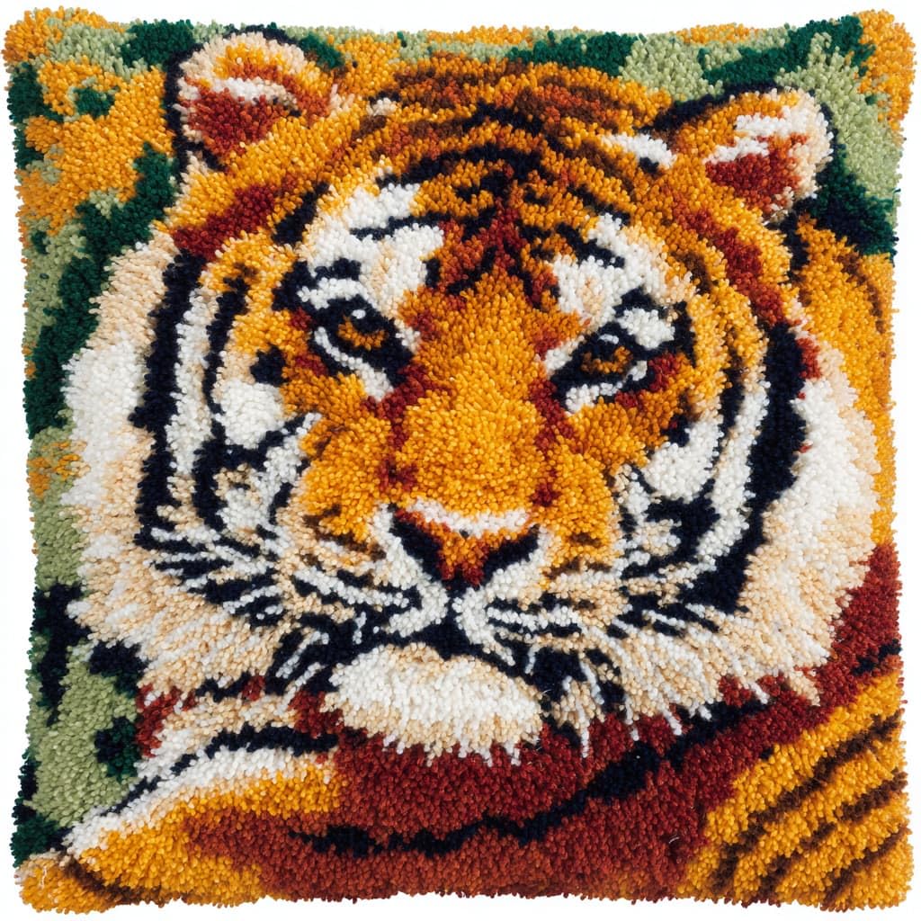 WallustrioaW Latch Hook Kit Cushion for Adults,Animal Tiger