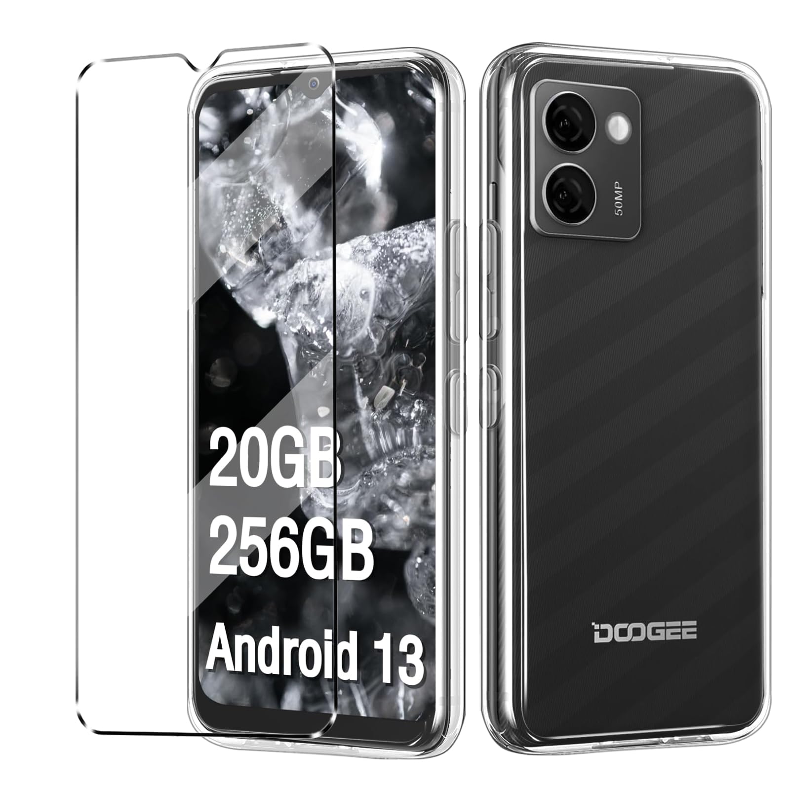 Cover Compatible with DOOGEE N50S/N50 Pro Case with 1 Pack Tempered Glass Screen Protector Phone Case for DOOGEE N50S/N50 Pro,Soft TPU Slim Fit Shockproof Anti-Scratch Phone Cover-Clear