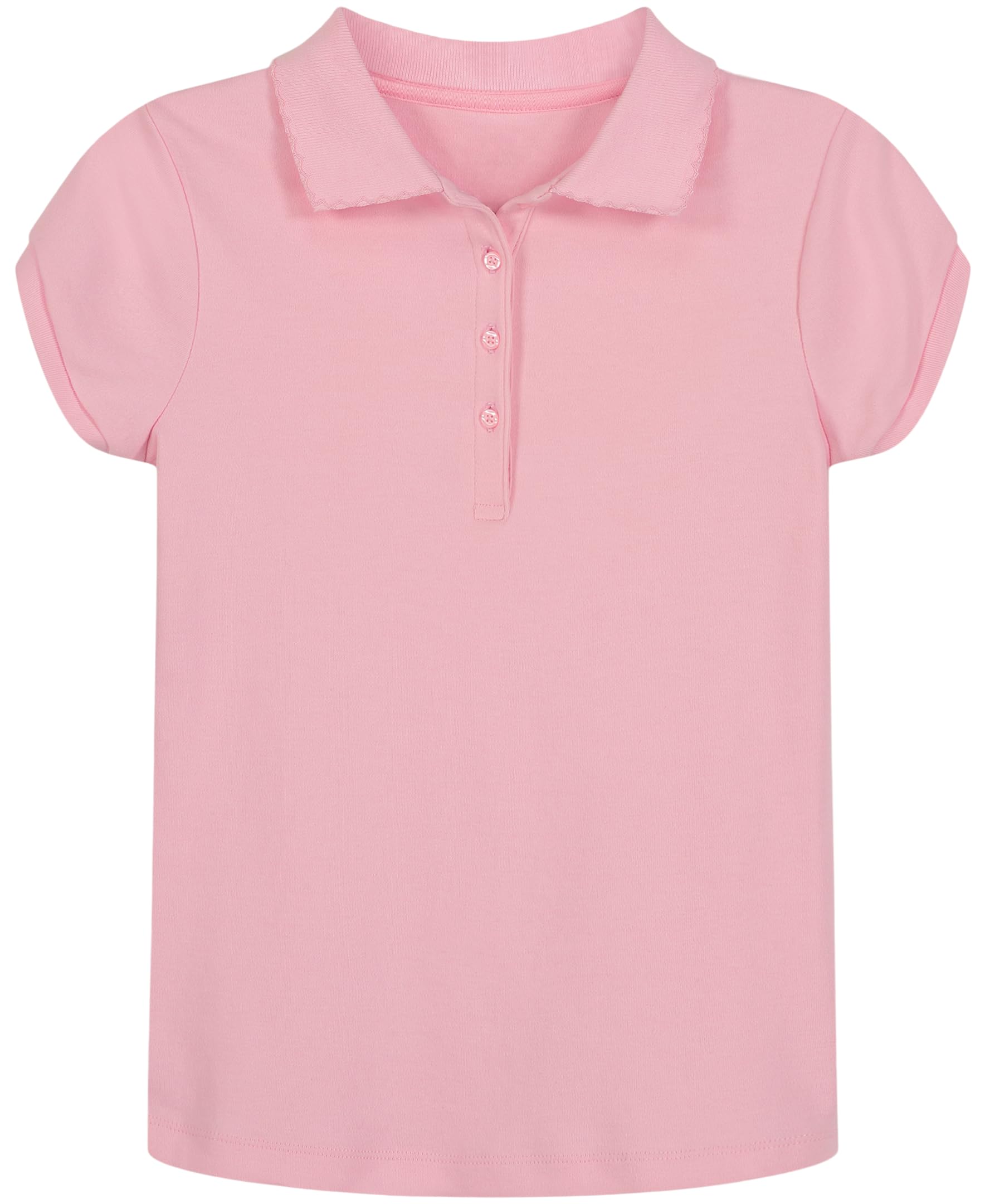 Nautica Girls' School Uniform Short Sleeve Polo Shirt, Button Closure, Soft Pique Fabric