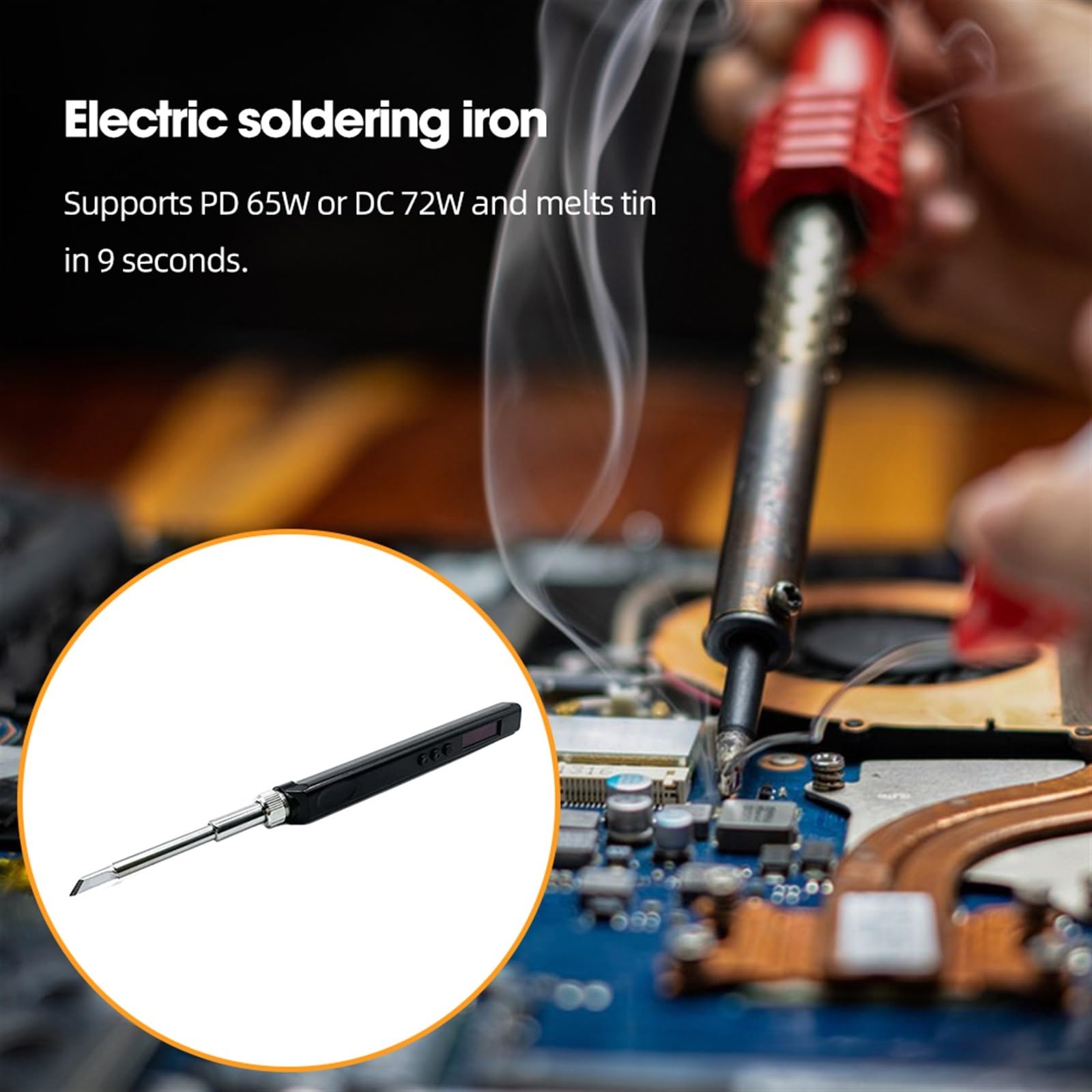 Zestaw lutownicy, Zestaw stacji lutowniczej szybkiego nagrzewania, narzędzie spawalnicze PD 65W/DC 72W, wyświetlacz OLED regulacja temperatury typu C do metalu, elektryki, majsterkowania (Color : Sty