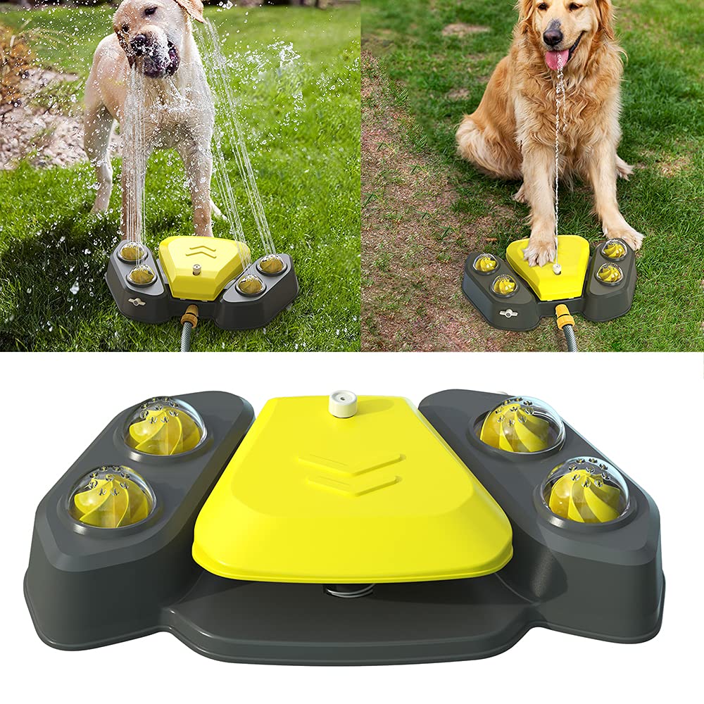 Fuente de agua multifuncional para perros, fuente automática para mascotas, fuente de agua activada por patas, dispensador de riego para perros con 4 boquillas para perros pequeños, medianos y grandes