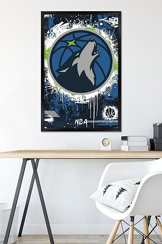 Vista 32 de Trends International NBA Minnesota Timberwolves - Póster de pared con logotipo Maximalist 23, 22.37 x 34.00 pulgadas, paquete de póster y clip