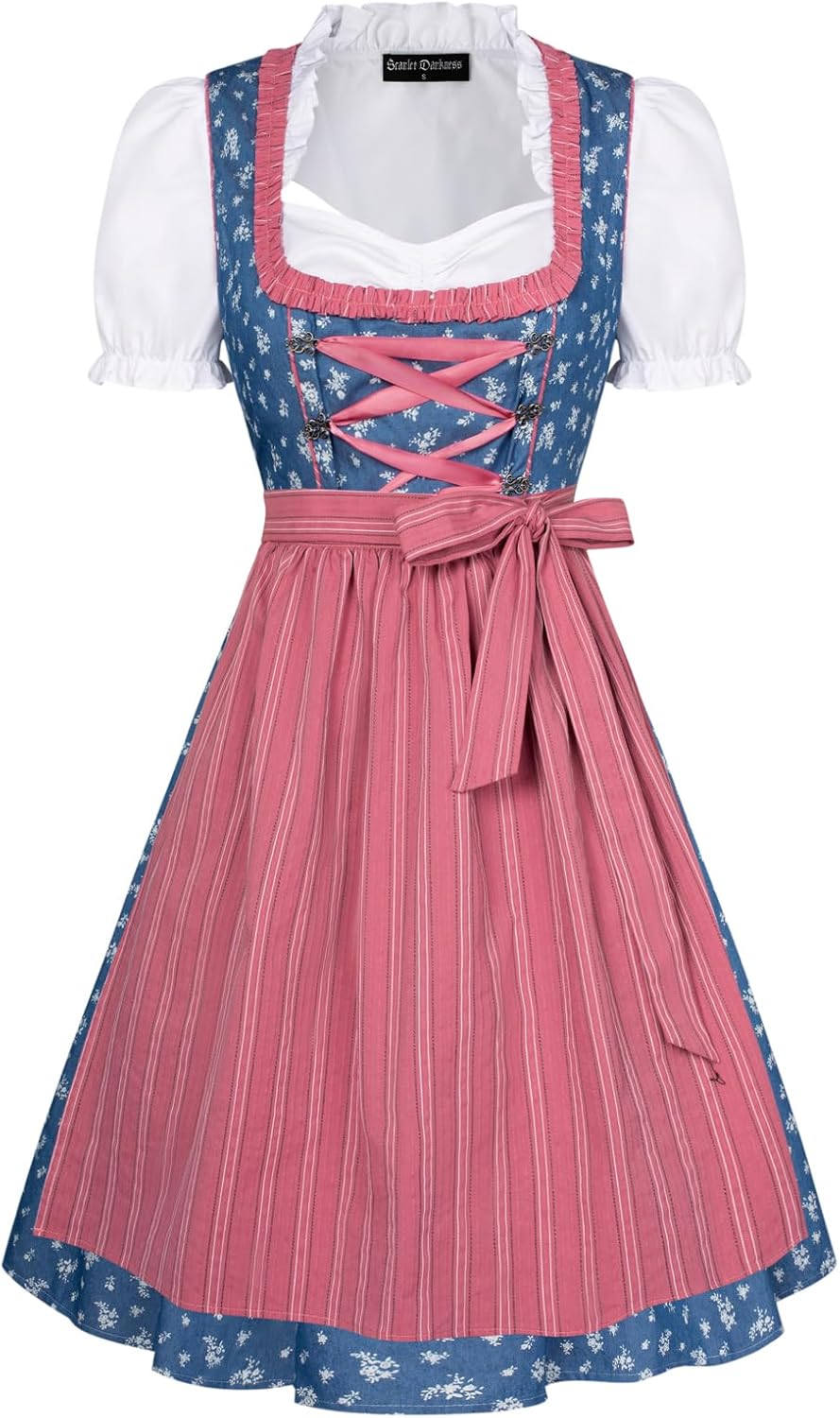 Scarlet Darkness Oktoberfest Carnival Costumes for Women German Dirndl Cosplay Dress