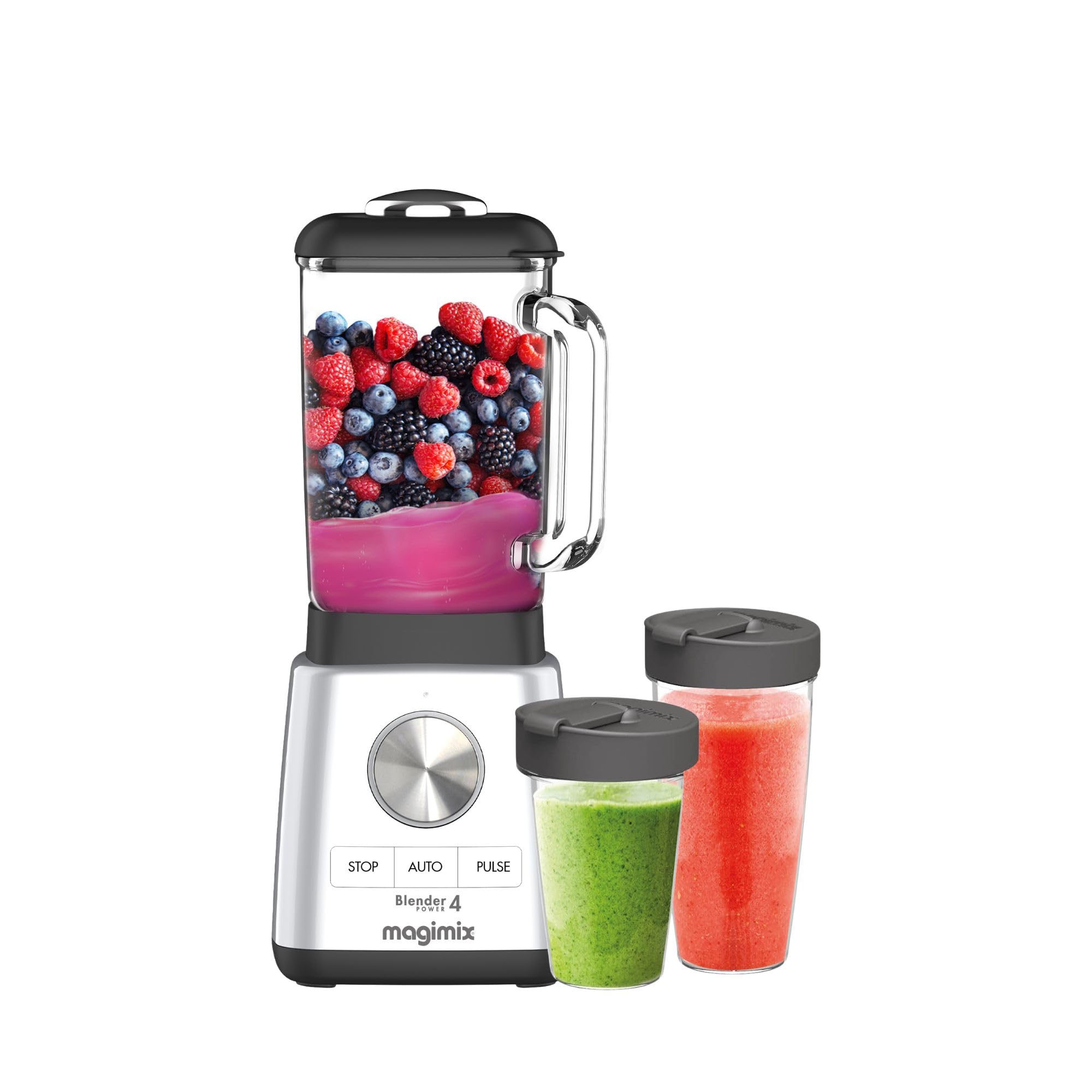 magimix Standmixer 2.5 L & Smoothie-Becher Set, Edelstahl