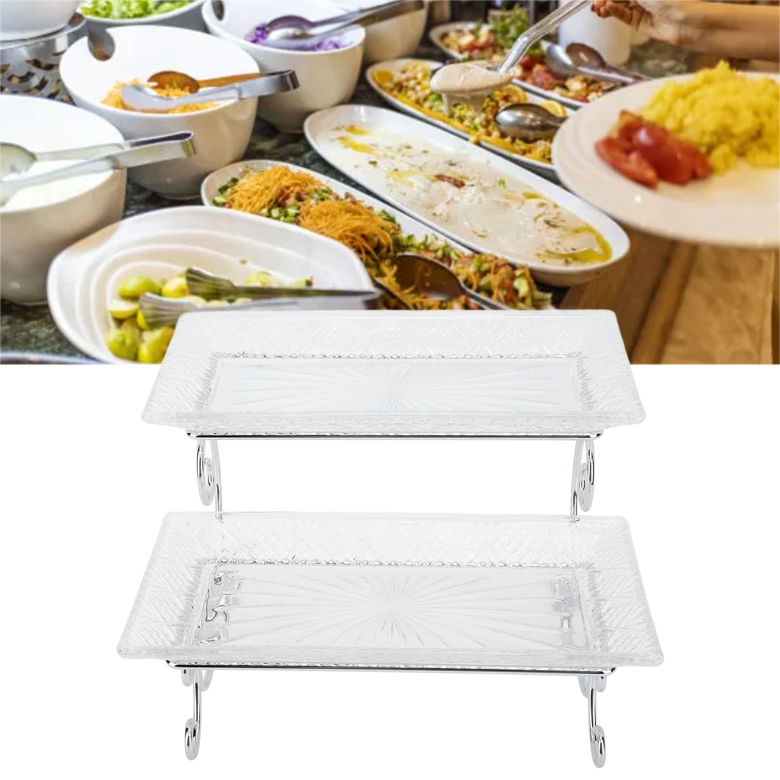 豪華　サービング　トレイセット Amazon.co.jp: YHOSSEUN 大型段トレイスタンド 3段サービングトレイ