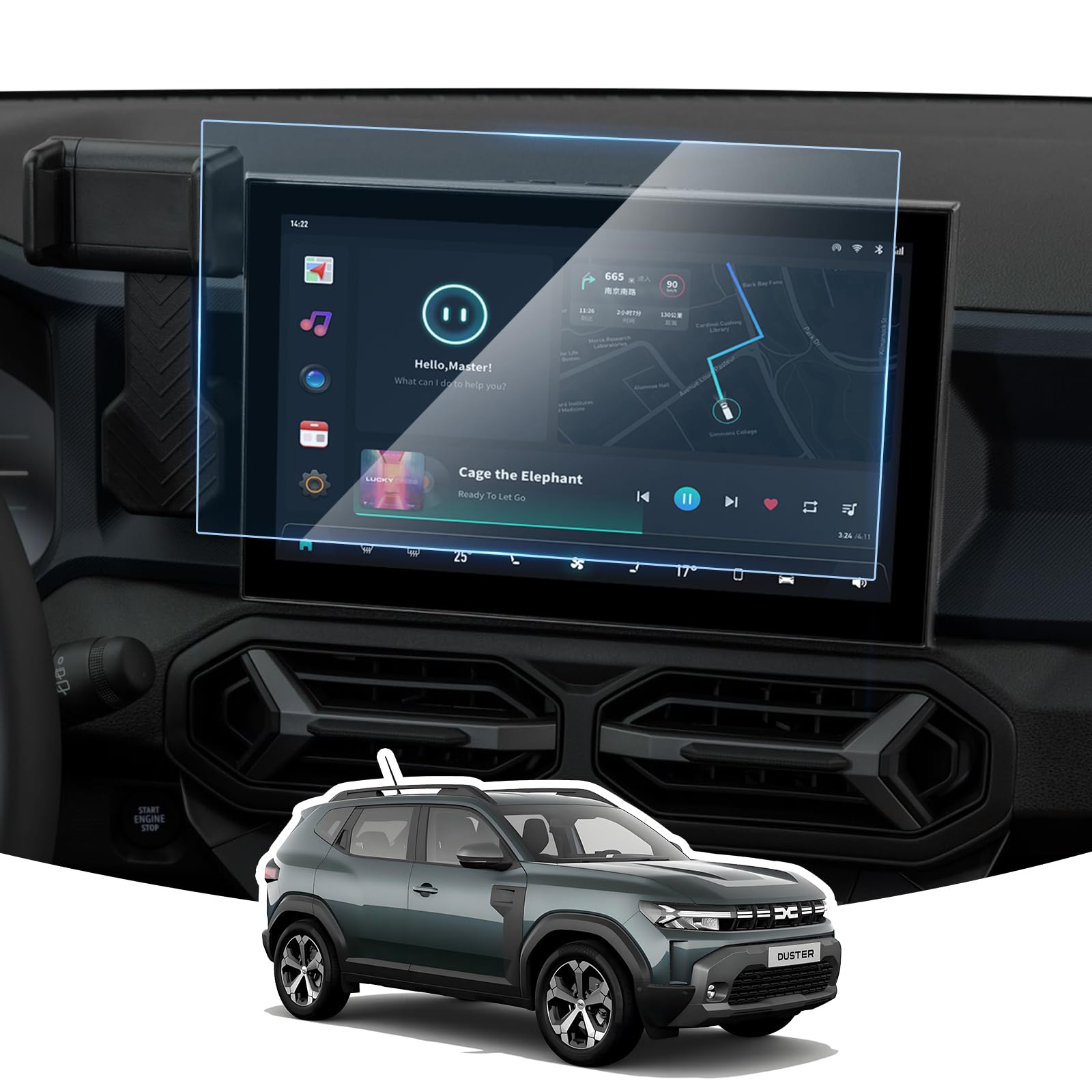 Dacia Duster 2024 2025 2026 Protector Pantalla, 10,1" Película de Protección de Pantalla, 9H Cristal Templado Funda Pantalla para Dacia Duster 3