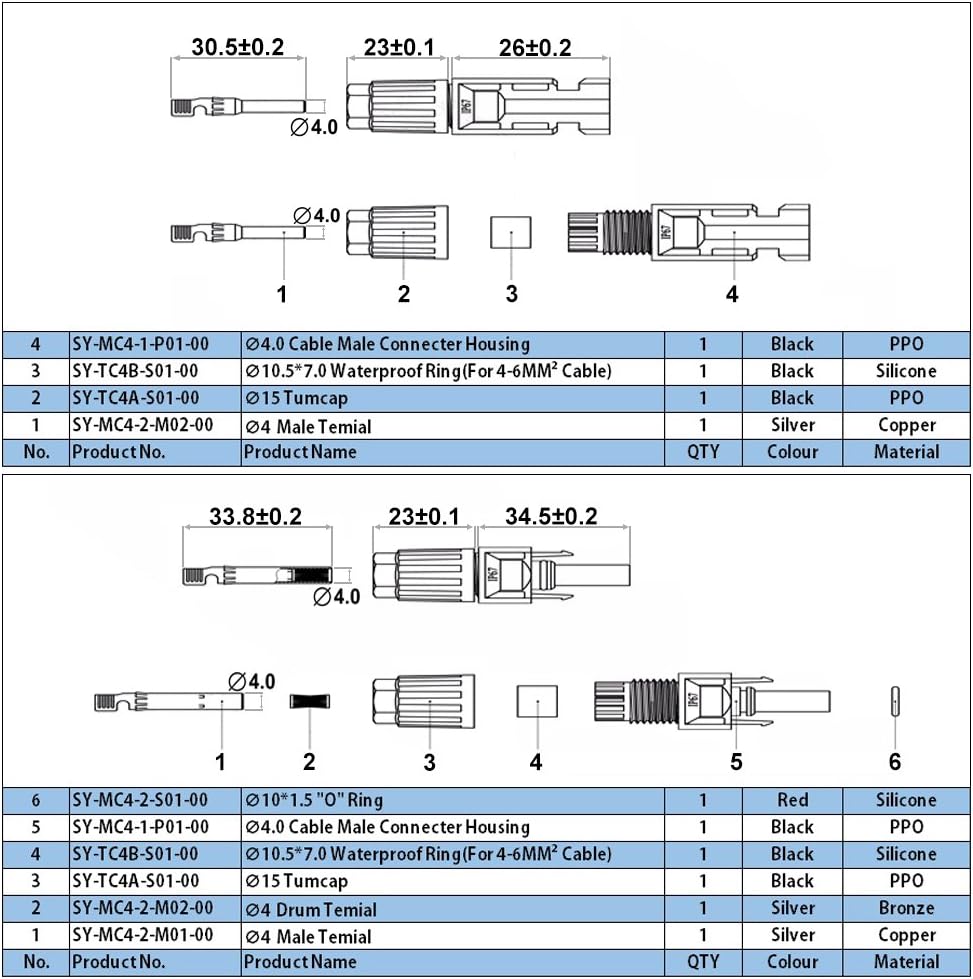 yarachel 25Pairs / 50PCS Solar Connectors - Male & Female IP67 Waterproof Connector (25 Pairs Solar connectors) : Patio, Lawn & Garden