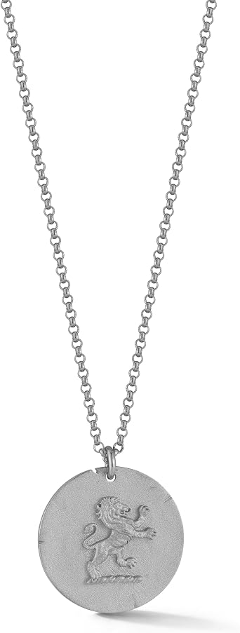 Lion Coin Necklace, Sterling Silver