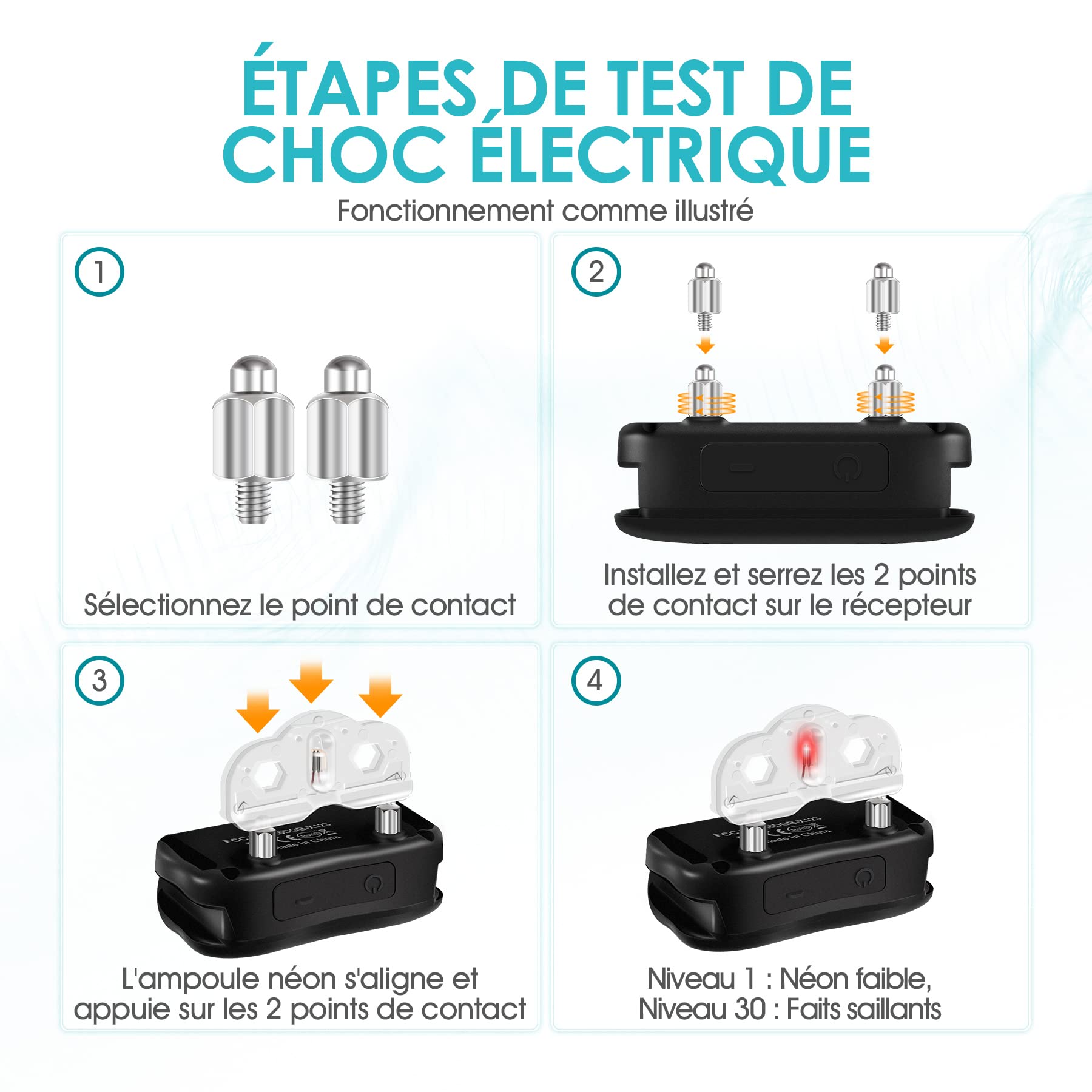 Récepteur de Collier de Dressage pour Chien, Collier Simple sans télécommande (Télécommande nécessaire), Il s'applique à la télécommande avec 14 Niveaux de fonctionnalité de clôture