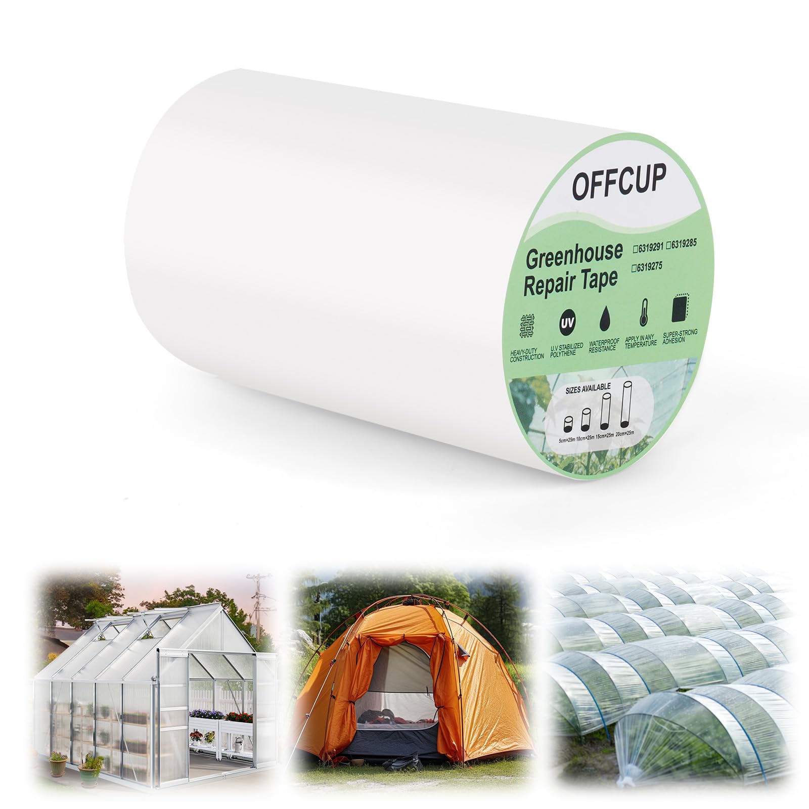 OFFCUP 10cm x 25m Greenhouse Repair Tape, Clear Polythene UV Resistant Plastic Sheeting, Polytunnel Greenhouse Clear Polythene Repair Tape for Polytunnel Greenhouse Cover Film Seaming Sealing