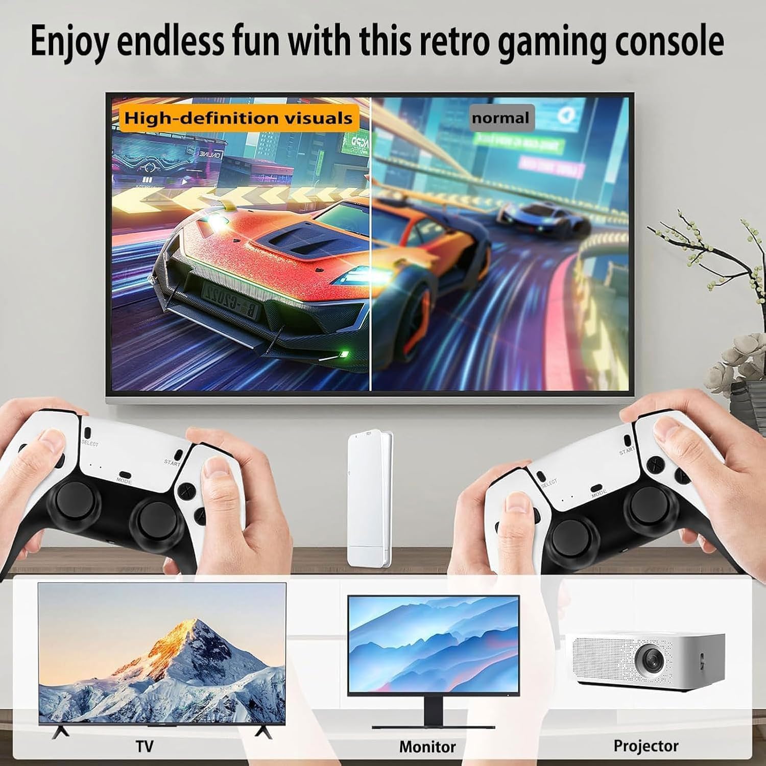 Retro Konsole mit über 20.000 Spielen – HDMI Retro Spielekonsole für TV – Plug & Play mit 2 komfortablen Controllern – Geschenkidee für Familie & Freunde (Weiß)