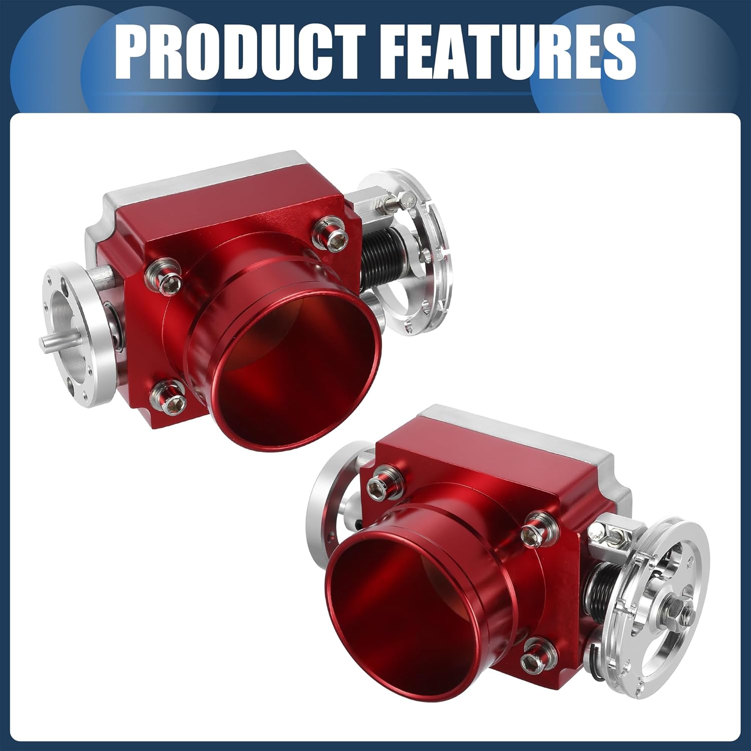 Throttle Body Assembly, 70mm Car Throttle Body Actuator Aluminum Alloy Silver Tone Red, 1 Pcs