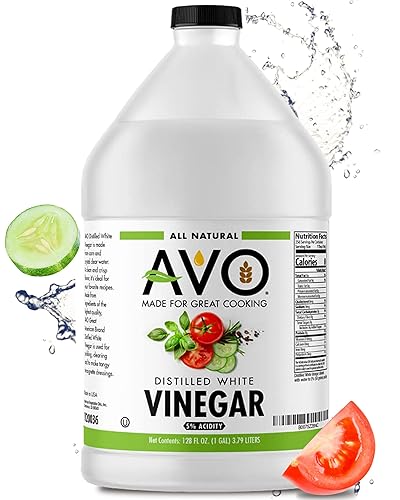 AVO Vinagre blanco destilado natural puro de 1 galón 128 oz - 5 de acidez