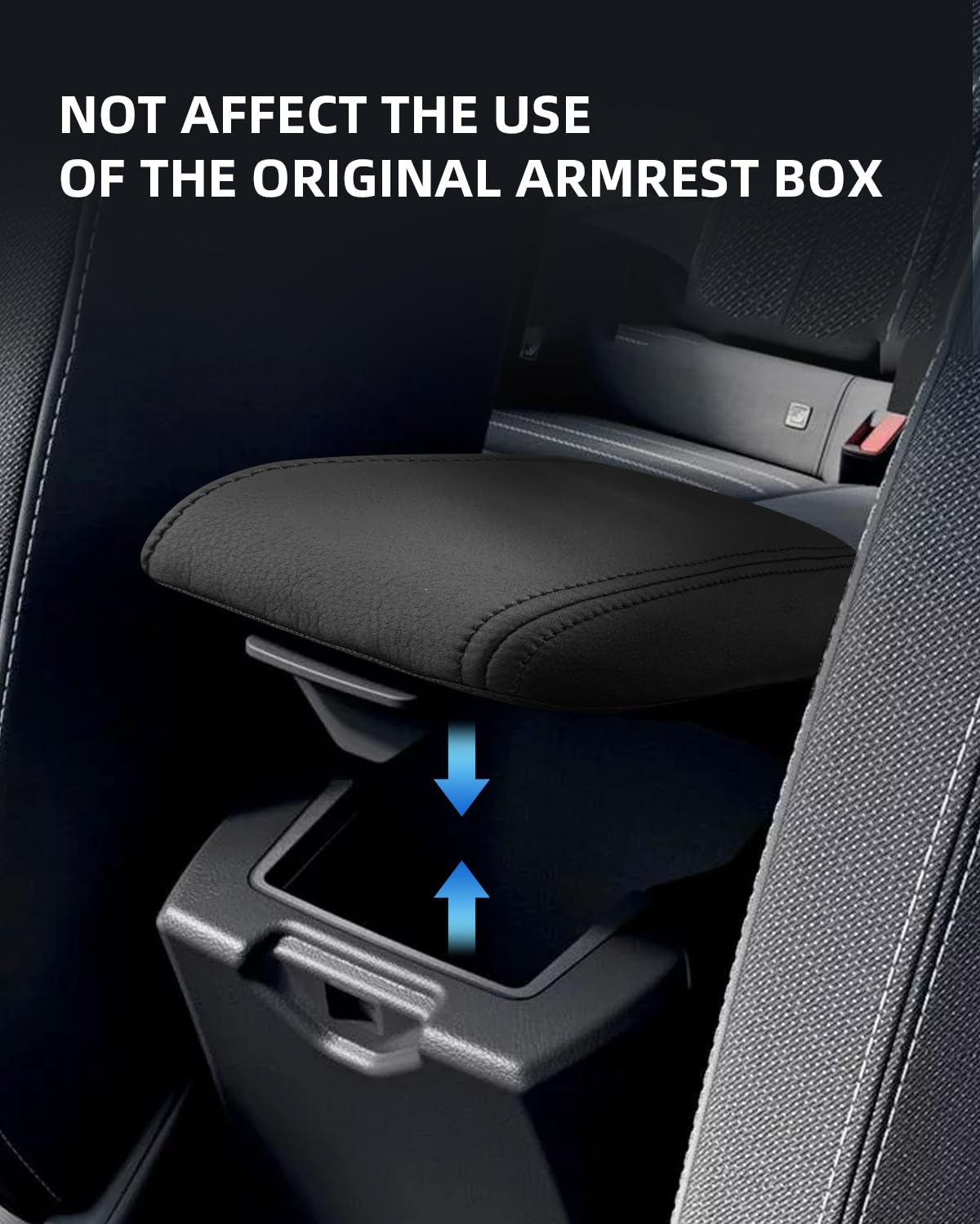 Armlehnenabdeckung für Dacia Sandero 3 2021-2025, Mittelarmlehne Abdeckung aus PU-Leder, Sandero Stepway Armlehnenschutzhülle Mittelkonsole Zubehör zur Erhöhung der Armlehne, Schwarz