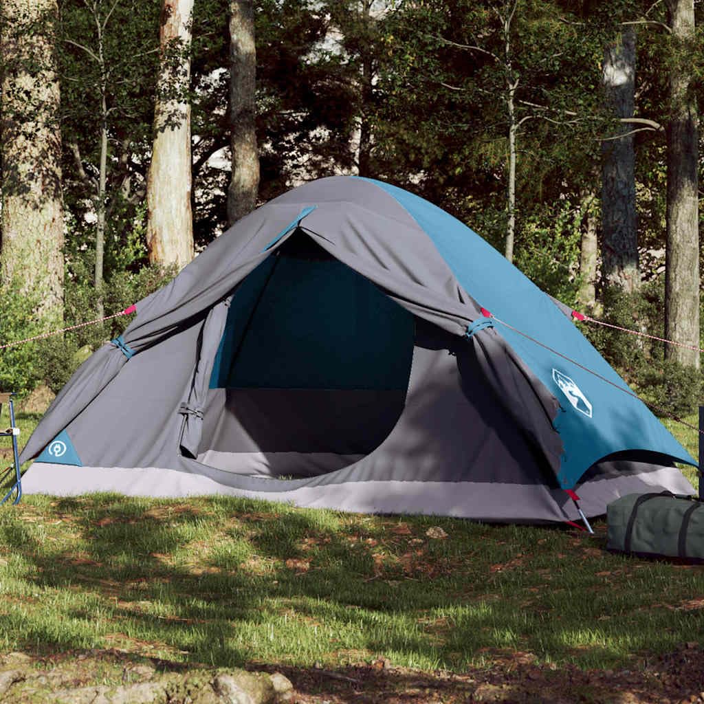 Tenda da campeggio a cupola per 2 persone, colore blu, tenda impermeabile con copertura rimovibile e connettore E per cavo di alimentazione, accessorio perfetto per campeggio e avventura,