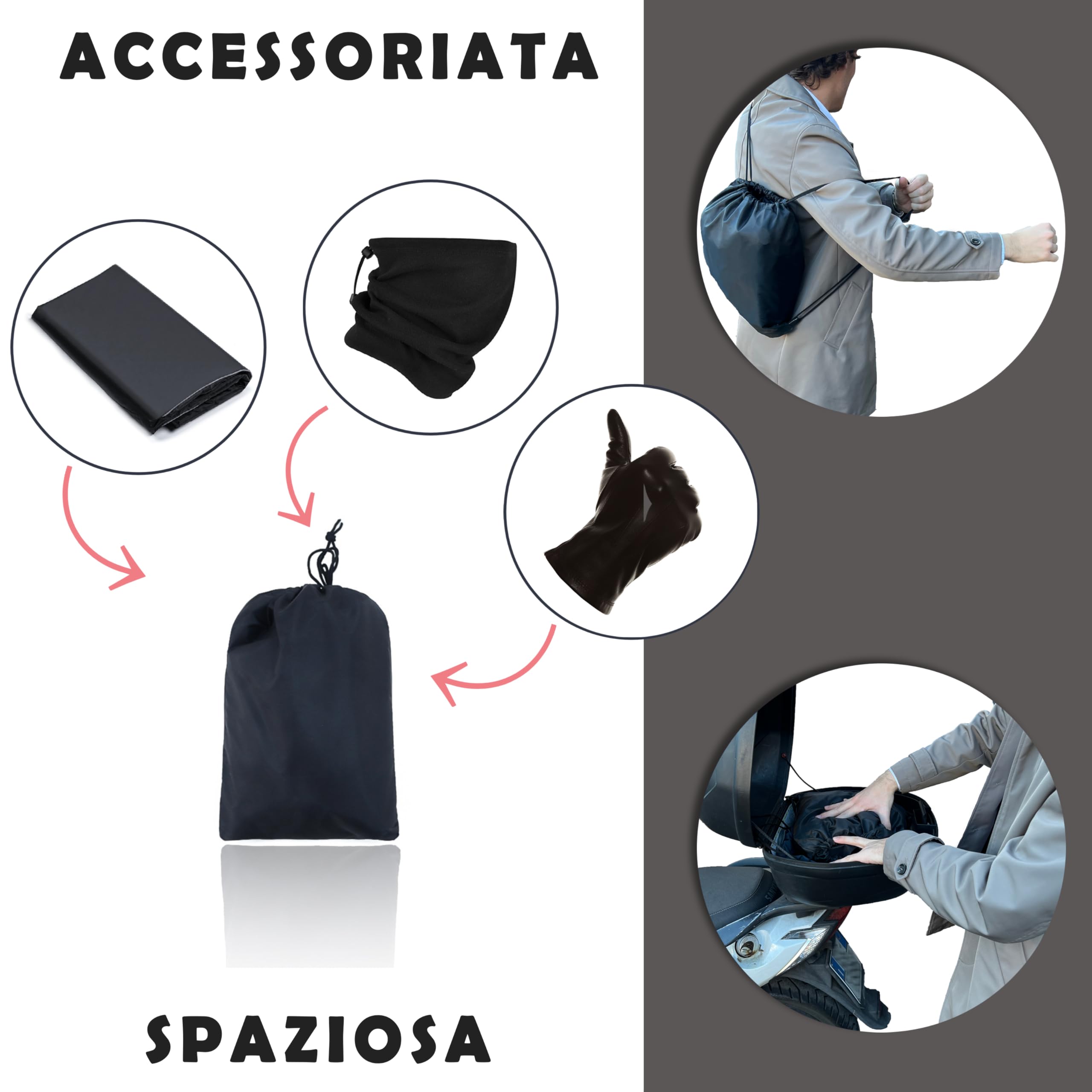 Set Invernale Moto/Scooter: Coprigambe In Pile E Guanti Riscaldanti - Antivento Impermeabile - 4