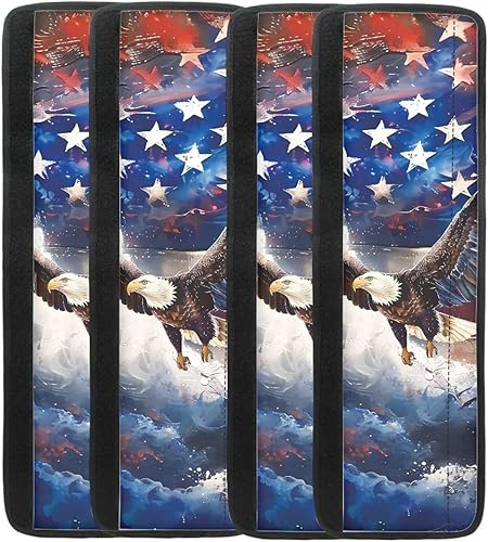 Miniatura 3 de Fundas para manija de refrigerador con bandera estadounidense de águila, 2 unidades, fundas ajustables para manijas de electrodomésticos, mantiene