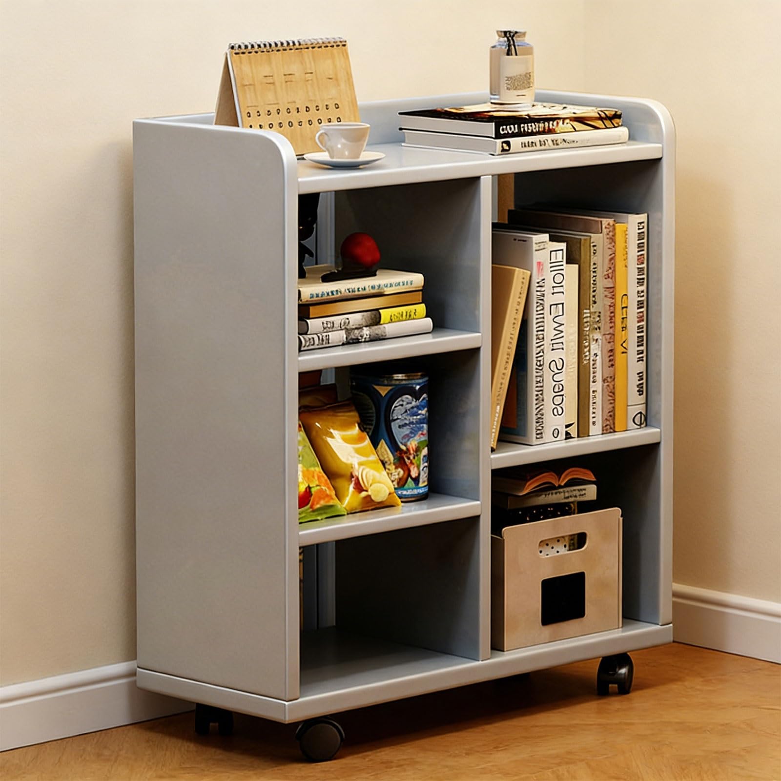 Table Basse Mobile pour petit espace, table de salon mince avec chariot