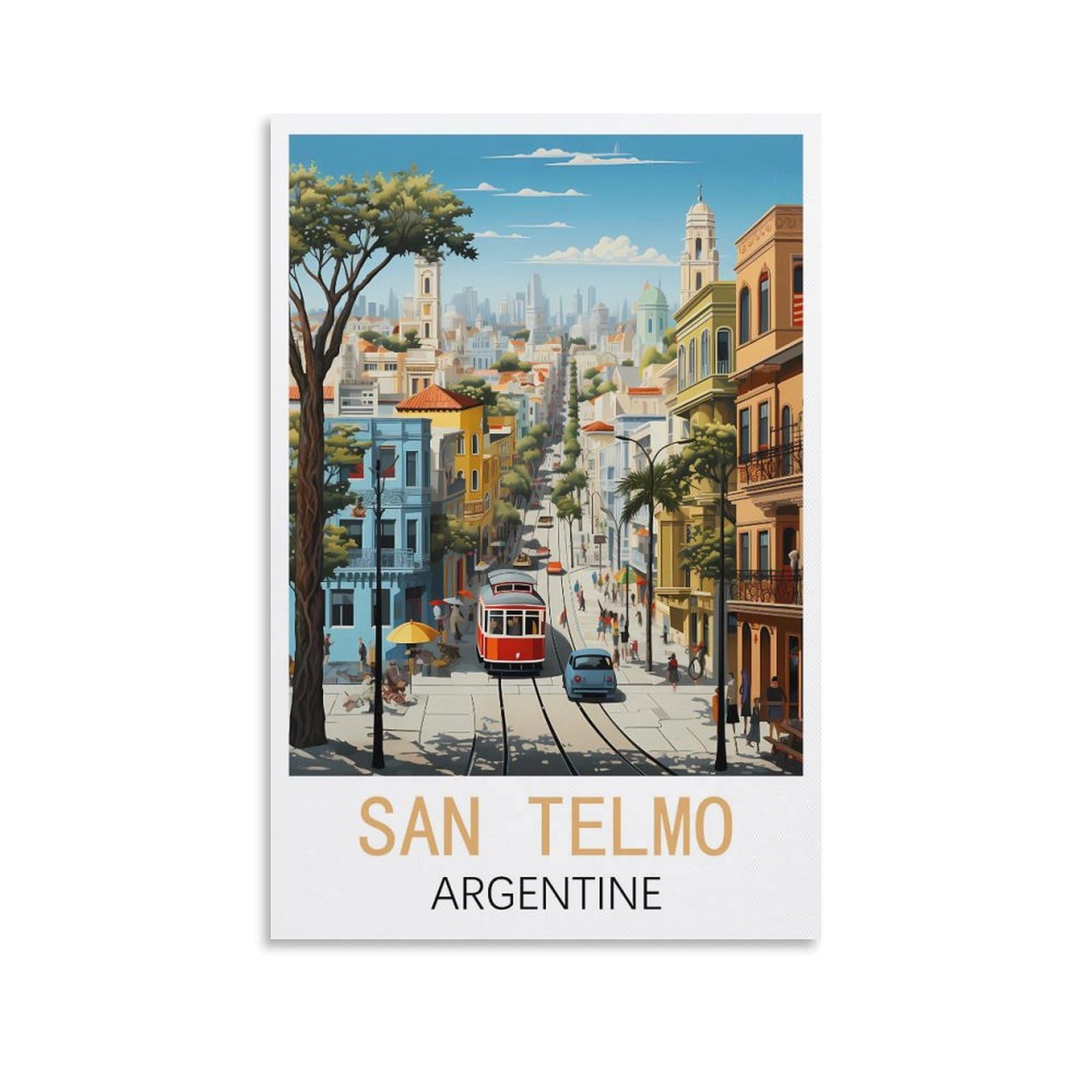 Retro Vintage Metal Tin Sign San Telmo Argentinas Vintage Retro Man Cave Bar Pub Shed Novelty Gift Tin Wall Décor Metal Sign 15x30cm