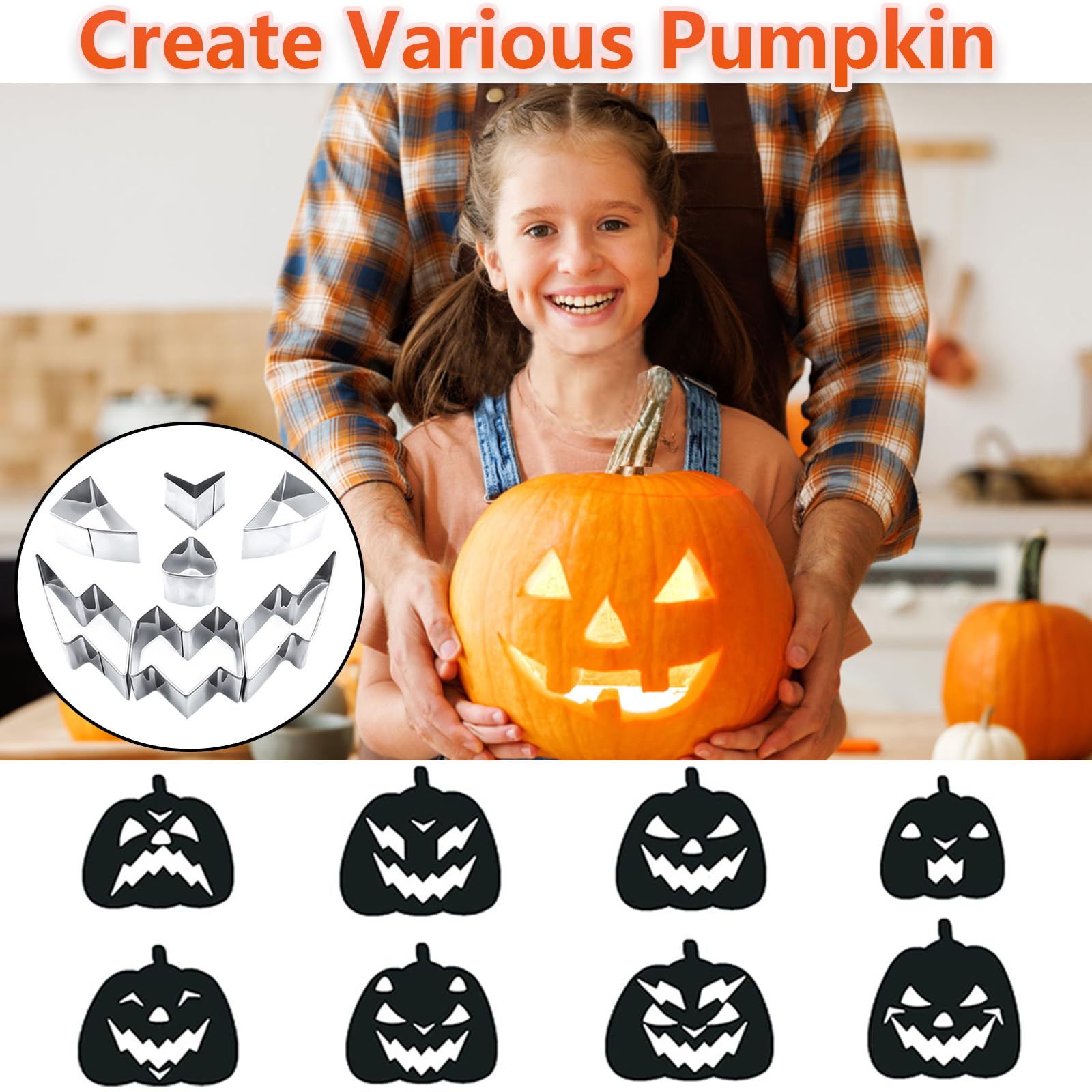 Set Intaglio Zucche Halloween 7 Pezzi In Acciaio Inox Per Bambini – Kit Fai Date Per Decorazioni Famose
