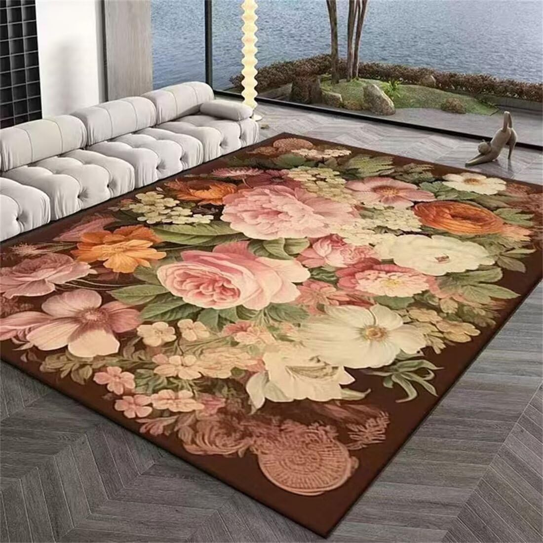 Tapis de cuisine rectangulaire lavable et tapis d éveil floral 80X200