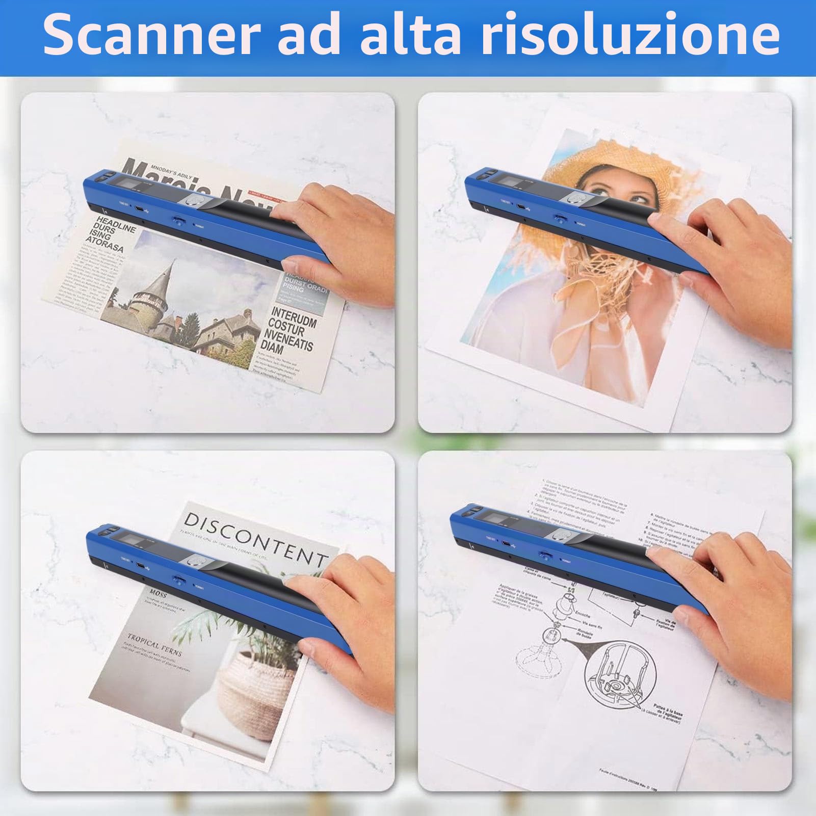 Elprico Scansione Rapida Scanner Portatile Documento Portatile -Scanner A4 Alta -Speed ​​per Studenti degli Avvocati