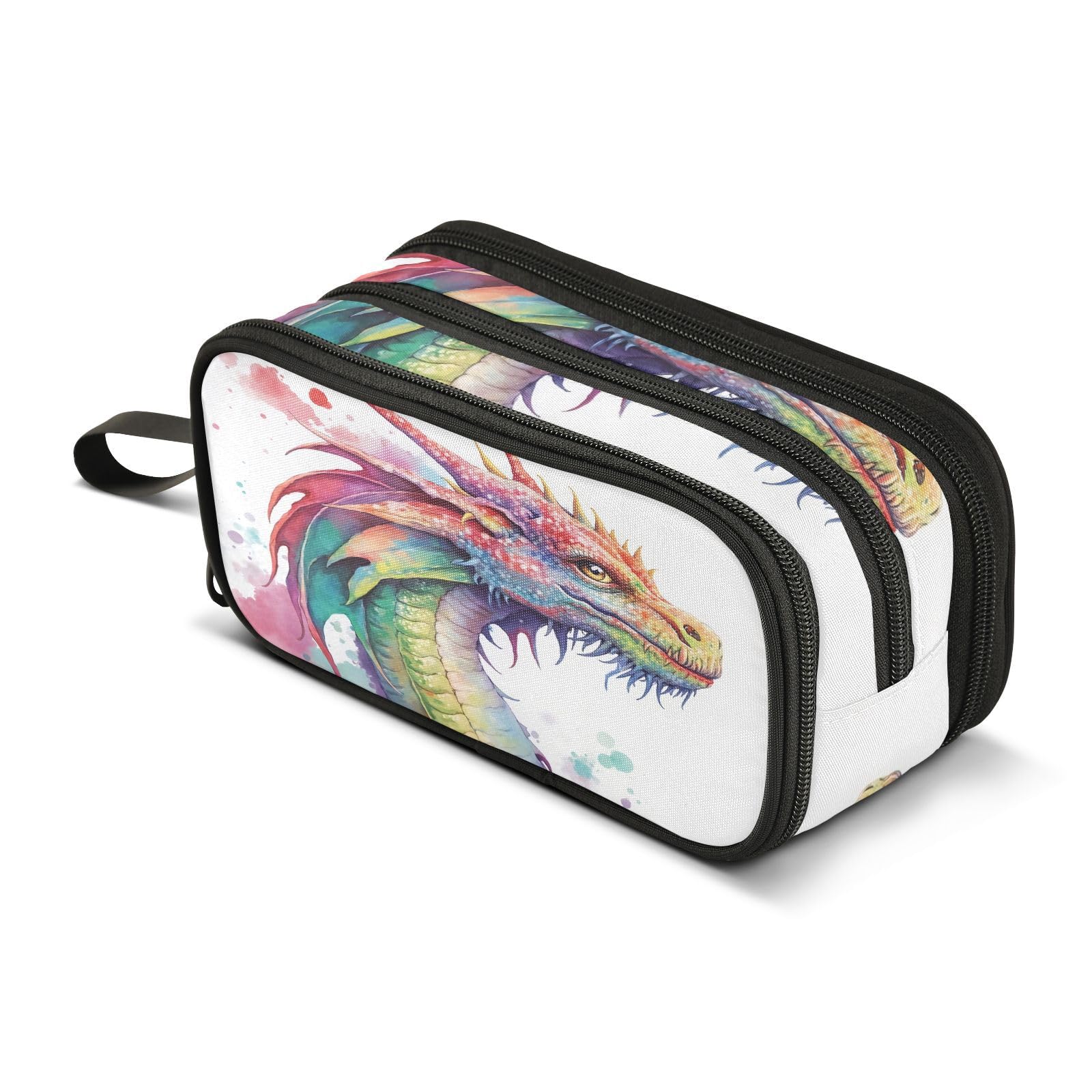 Mnsruu Watercolor Dragon Pencil Case Boys Girls Pen Bag Large Capacity School Office Stationery Organizer Pencil Pouch Holder Zipper Kids Teens Adults