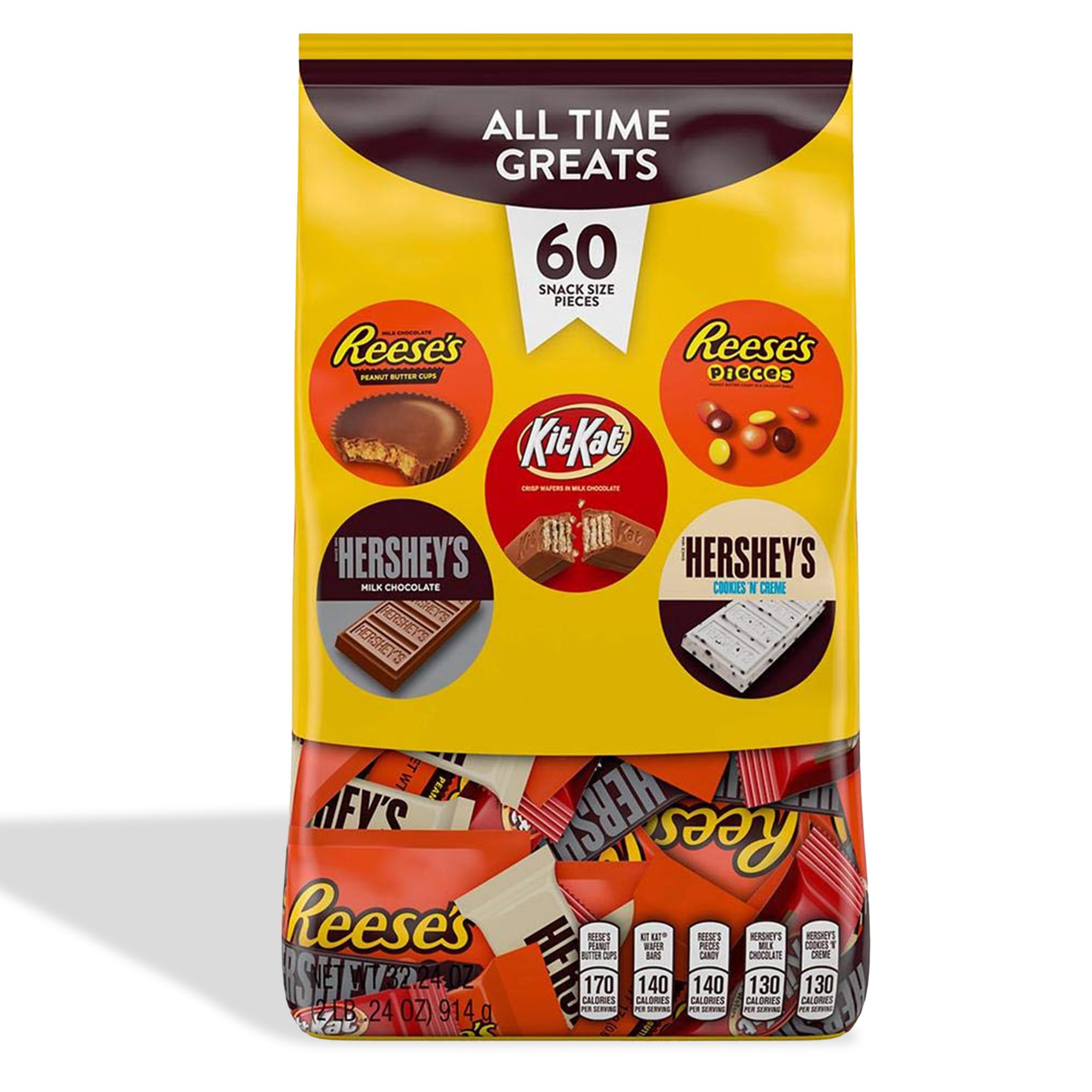 Chocolate Multipack - 60 Hershey's Kitkat & Reese's Assorted Party Pack -Chocolate Party Bag Fillers. Christmas Chocolates Individually Wrapped Sweets. American Candy - Lunchbox Treats. Bulk Party Bag