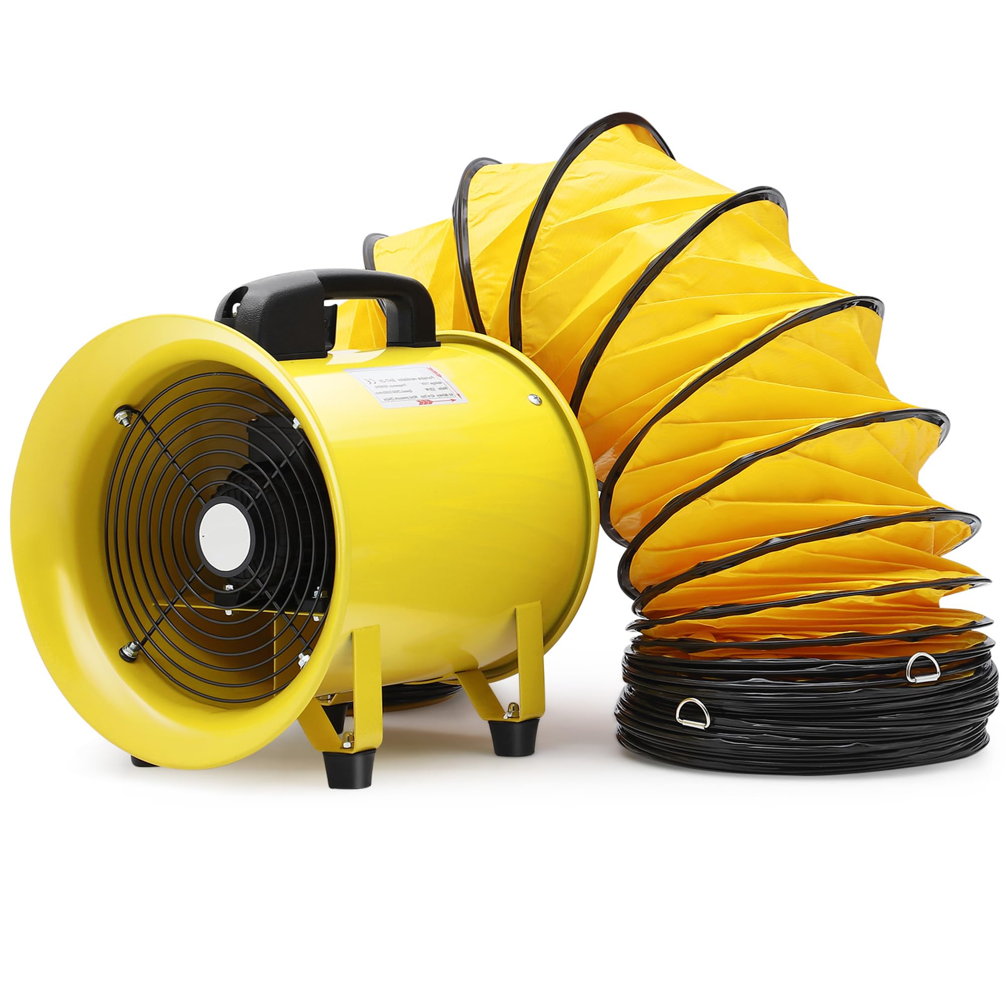 PULLAFUN10 Inches Blower Fan,Exhaust Fan with 16.4 FT Duct Hose,380W 1893 CFM Heavy Duty Blower,Industrial Ventilator for Exhausting & Ventilating at Home and Job Site,Yellow