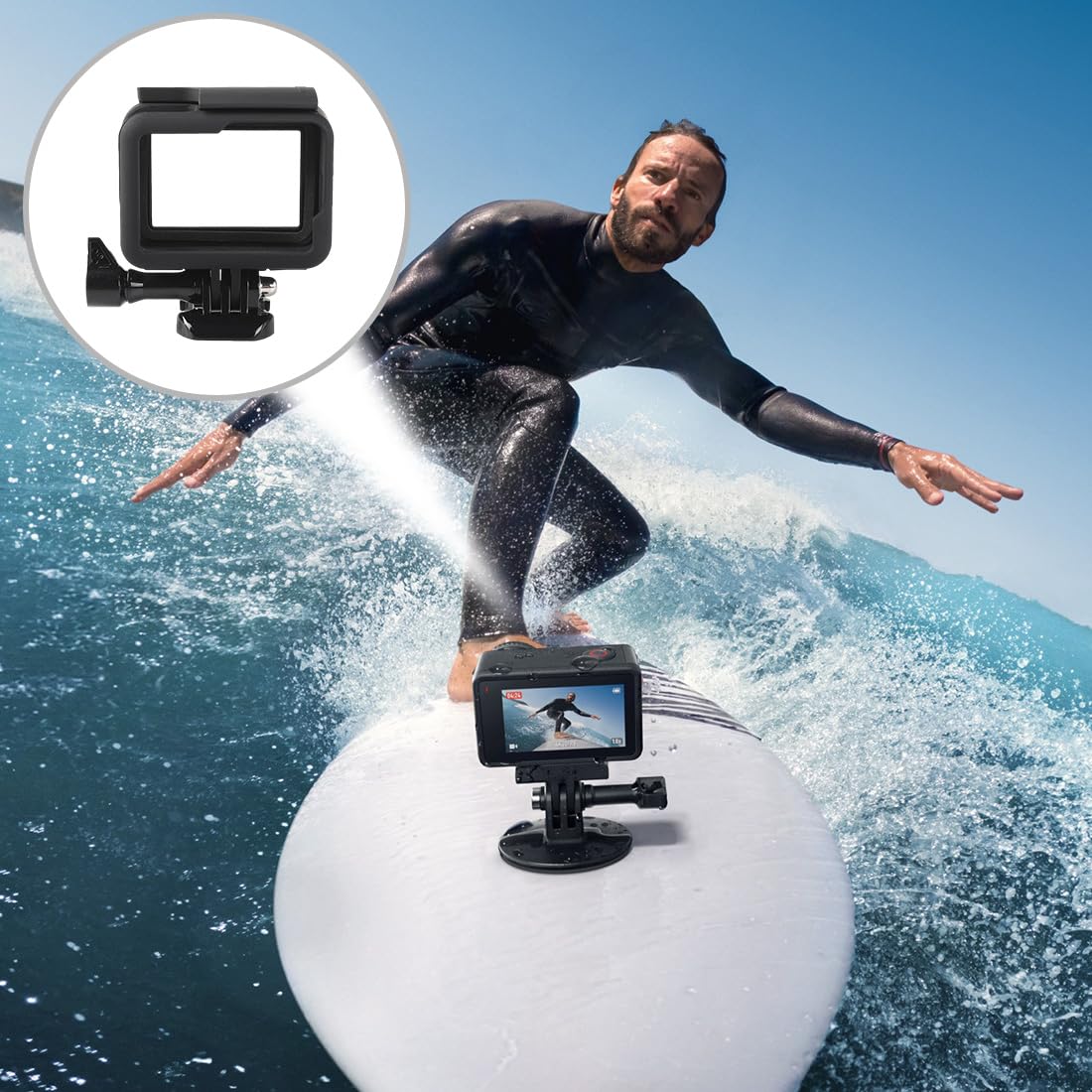 Cadre Boîtier Protection Compatible GoPro Hero7/6/5 Coque Bordure avec Prise Vis Amovible Noir
