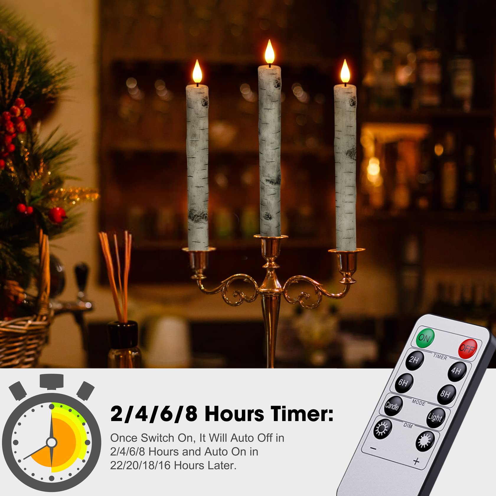 LED Kaarsen Ledcandle Warmwit met afstandsbediening timer Zwart 6 stuks