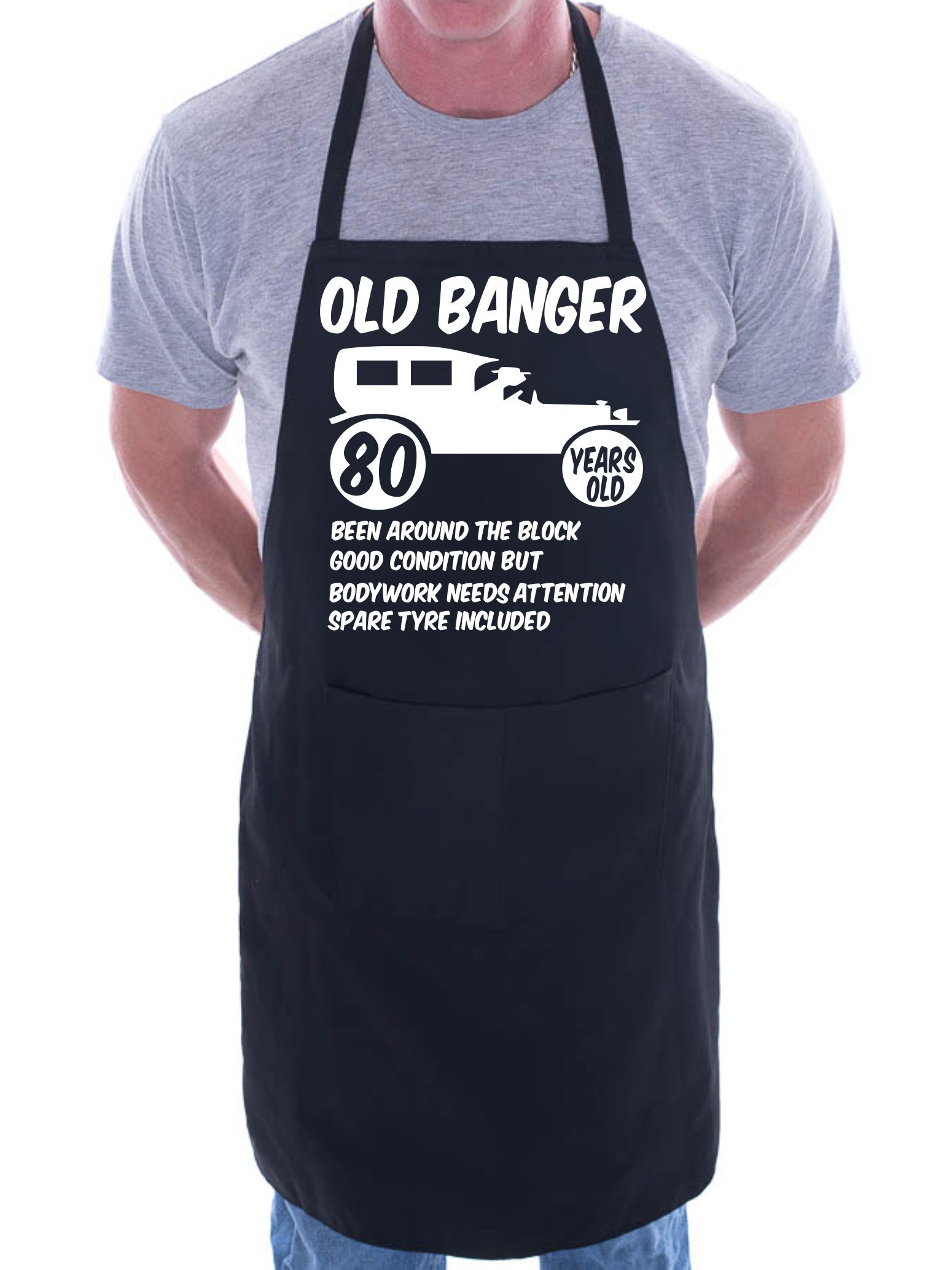 Print4U 80th Birthday Old Banger BBQ Cooking Funny Novelty Apron Black