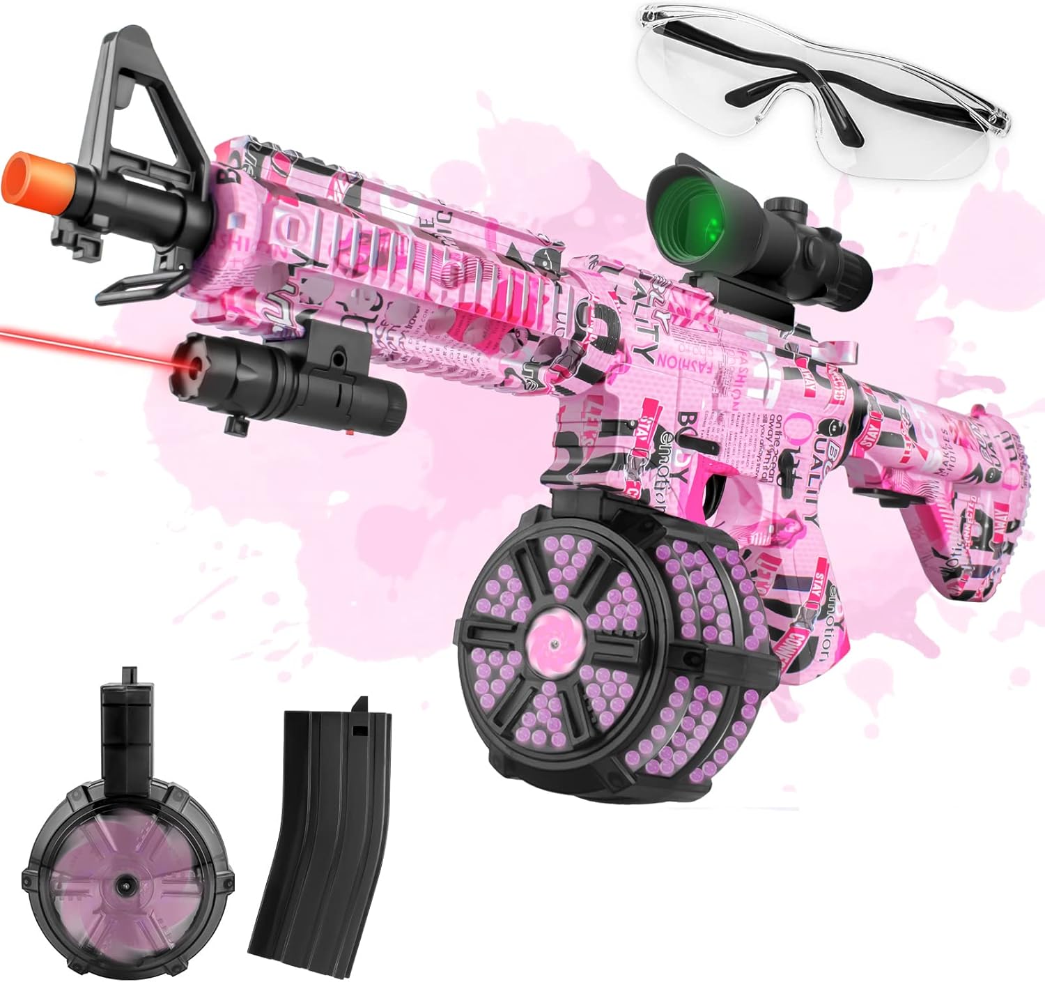 Gel Splatter Blaster for Orbeez with Drum and Scope