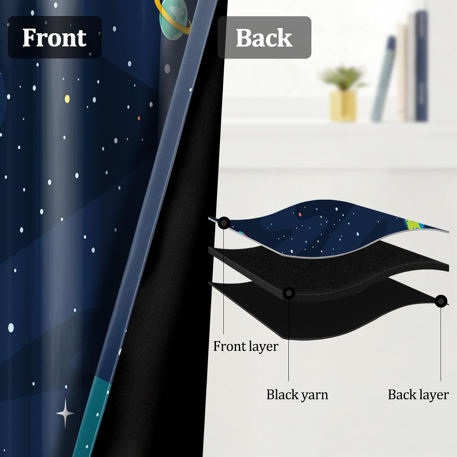 Outer Space Window Curtains for Living Roomrocket Astronautblackout Window Drapes for Bedroom with Grommet Window Treatment Curtains Home Decor,2 Panels,Each W42 xL63
