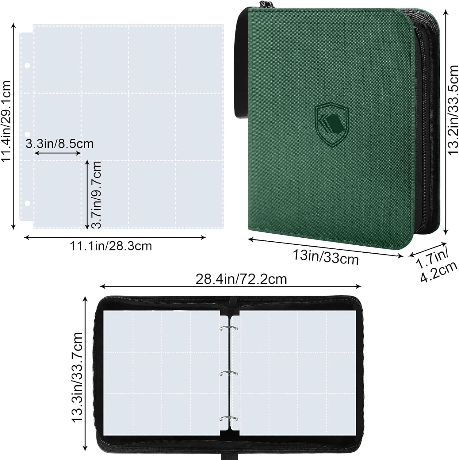 1200 Pockets Trading Card Binder, PU Cover Zipper Card Collection Album, Sturdy Card Folder Holder for MTG TCG, Game Cards - Image 2