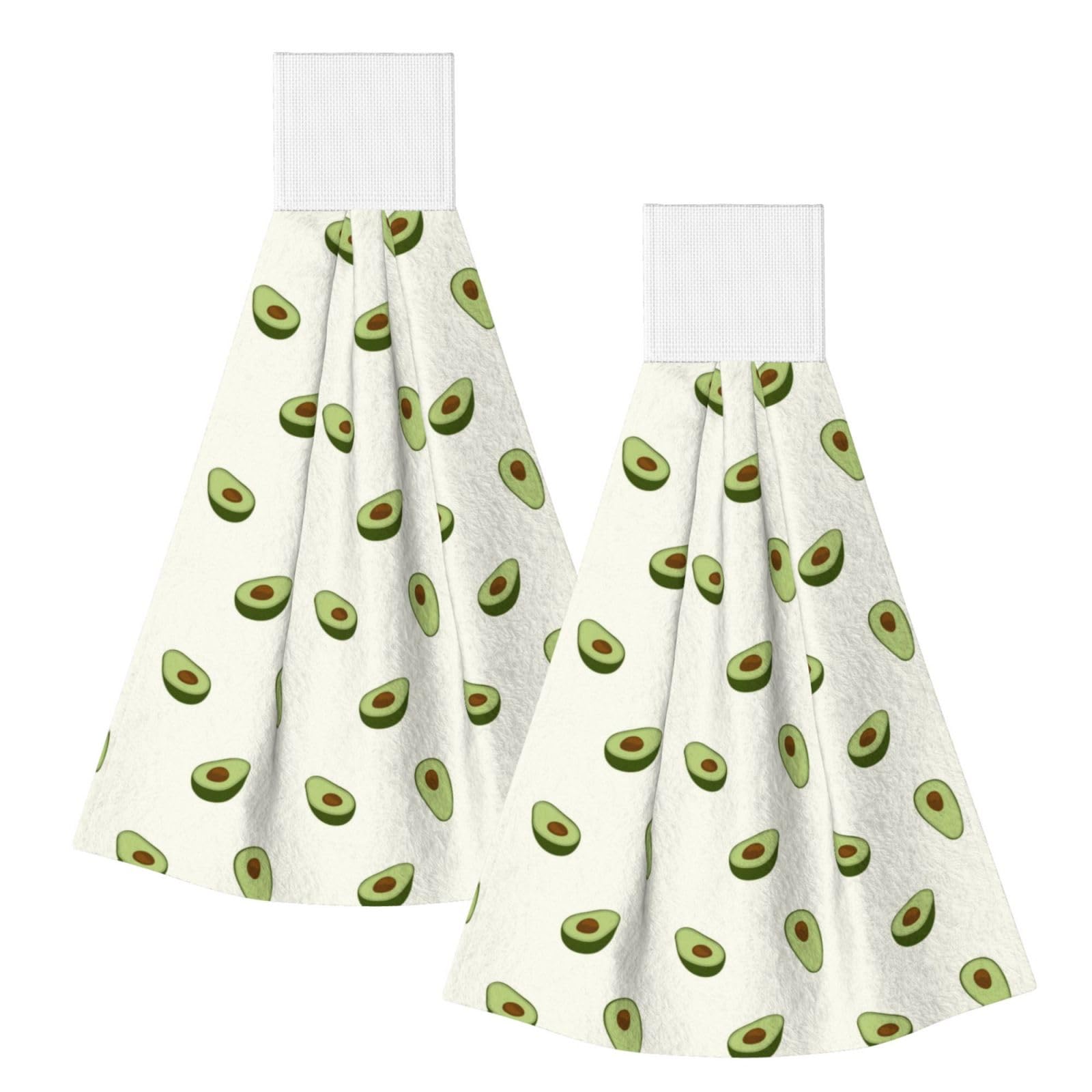 DOPKLNA Avocado, 2 Pcs Hanging Coral Fiber Hand Towels for Bathroom, Absorbent Kitchen Towels