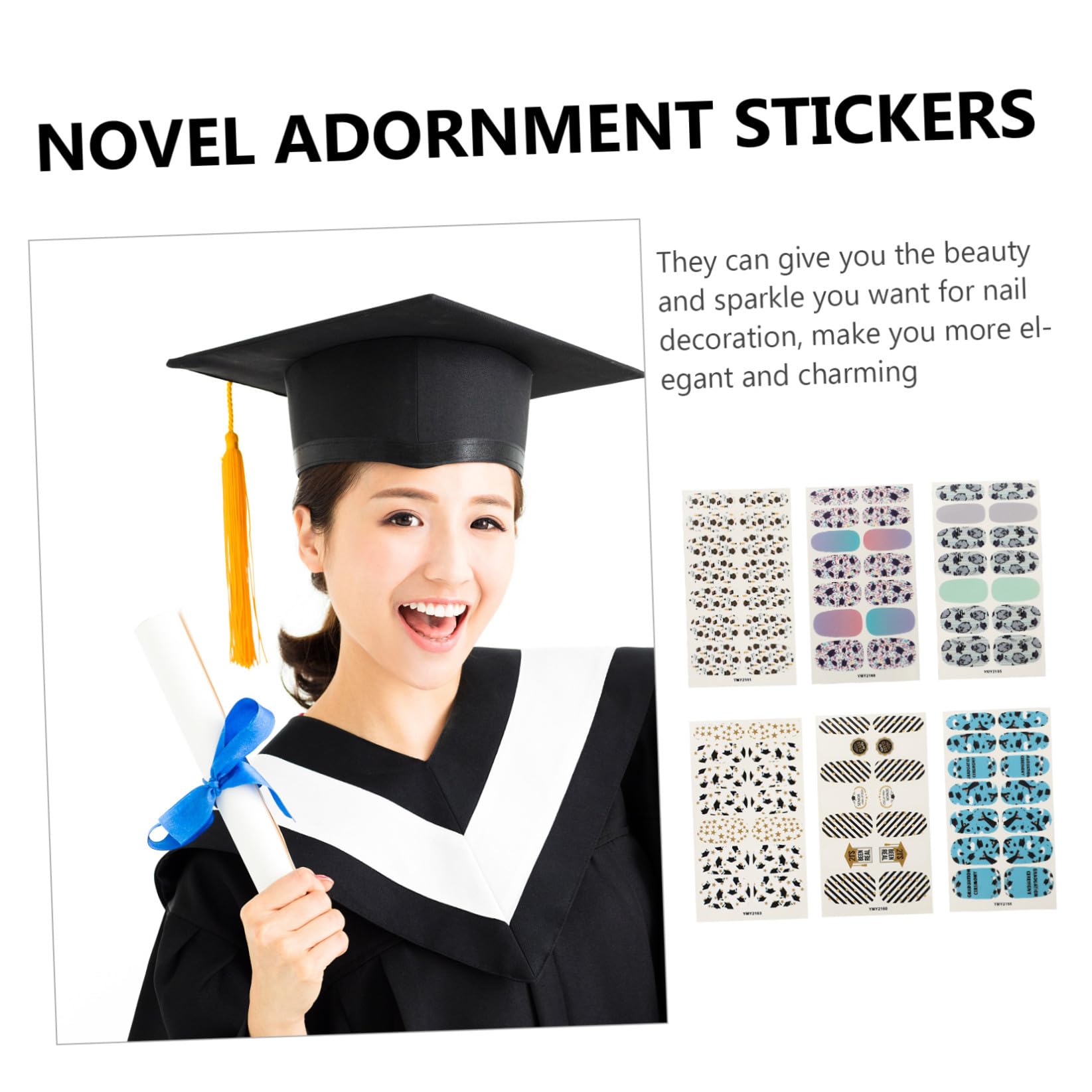 BESTYASH 48 Hojas Calcomanías Manicura Stickers Decorativos del Nail Art y DIY