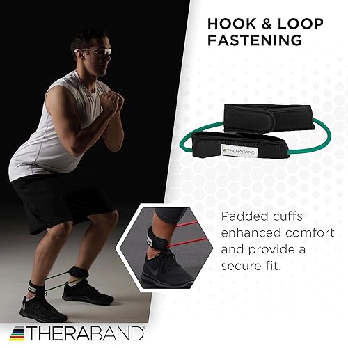 Miniatura 3 de TheraBand tubos de látex resistentes con manijas portables. Ideales para fisioterapia, pilates para parte inferior del cuerpo, hacer ejercicios en
